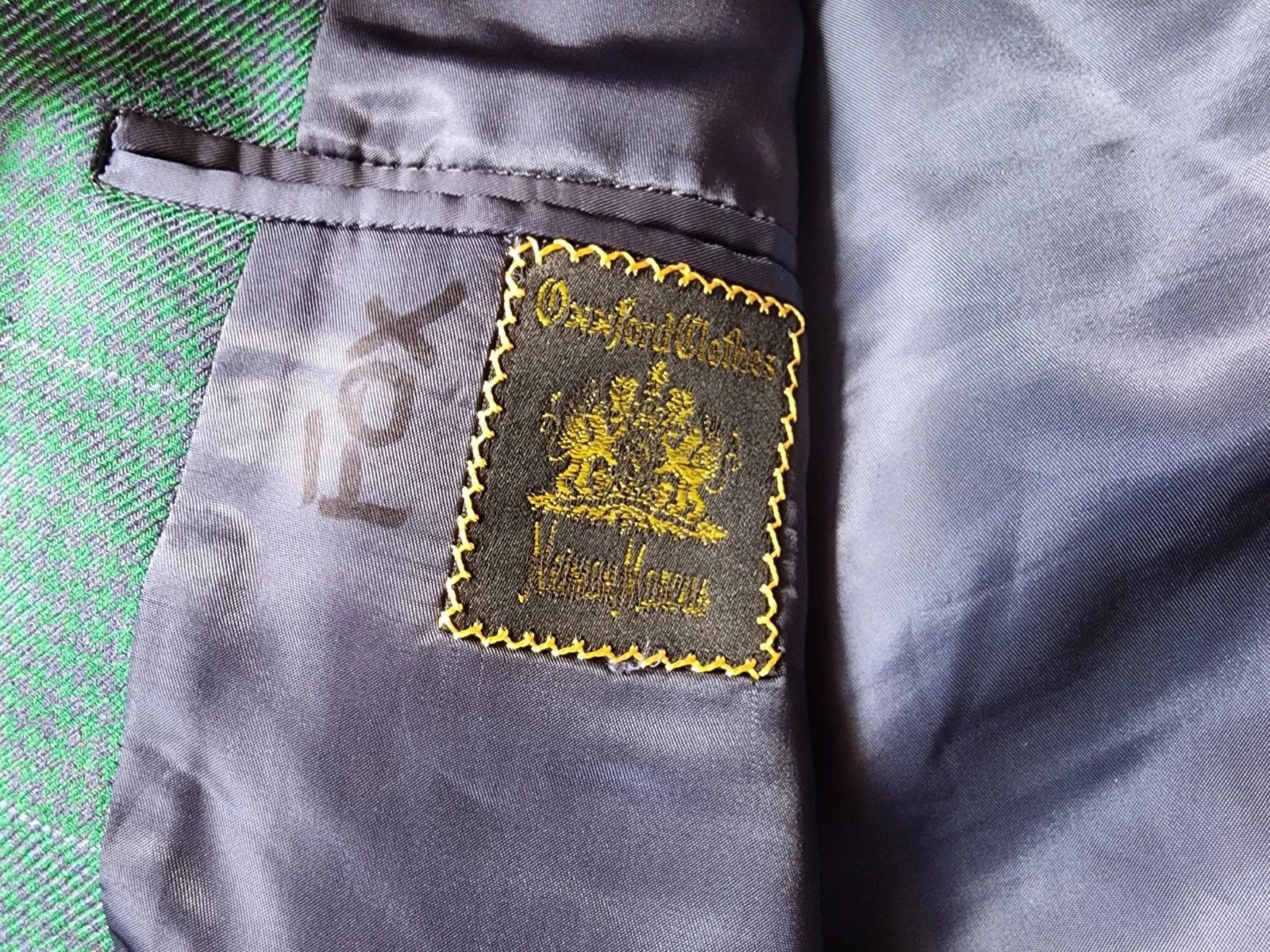 Oxxford Clothes Oxxford Clothes Sportcoat 44R Houndstooth Windowpane Green Size 44R - 14 Thumbnail