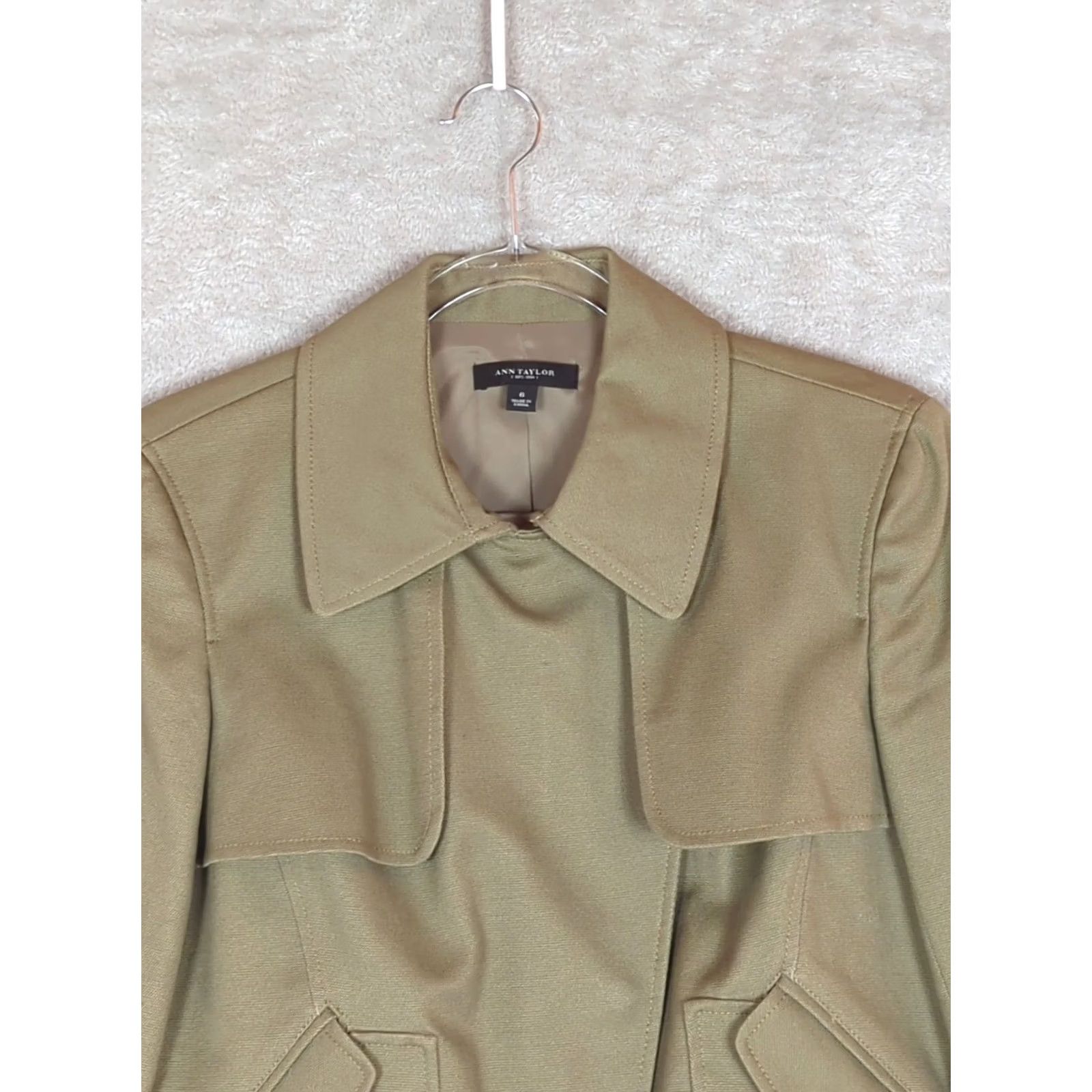 Ann Taylor Ann Taylor Womens Jacket Moto Crop Green Canvas Asymmetrical Zip Modern Jacket, 6, Regular, Green, Women, Jacket Size M / US 6-8 / IT 42-44 - 3 Thumbnail