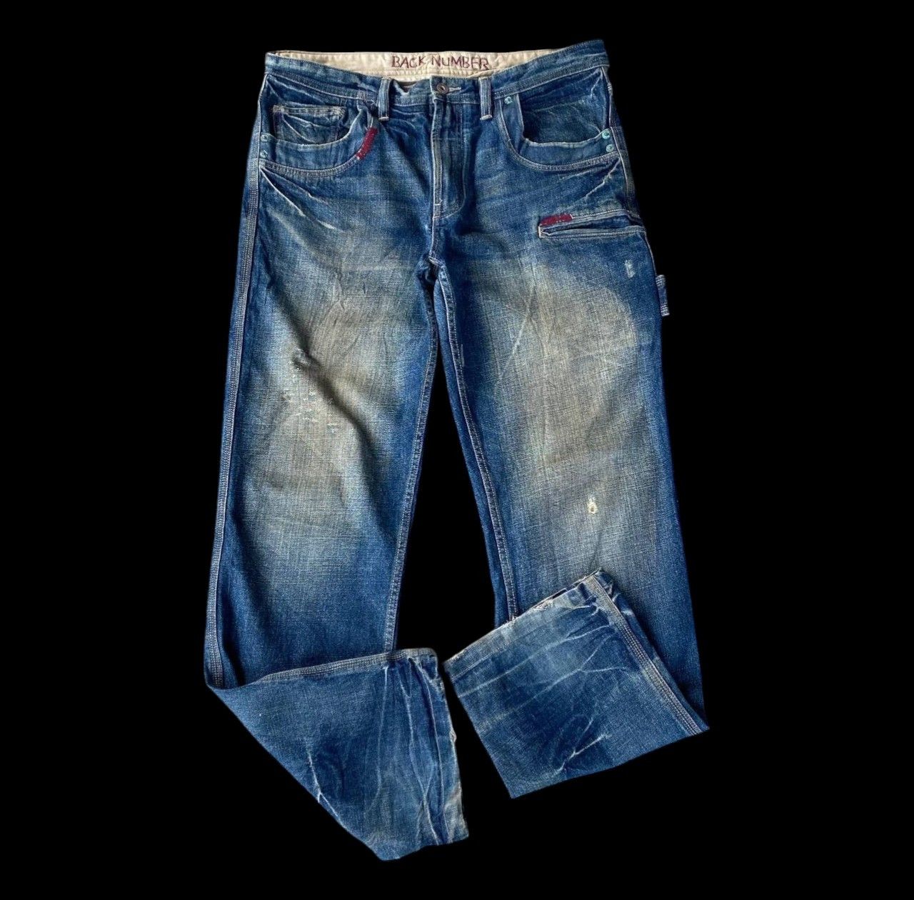 Japanese Brand W36X33 VTG BACK NUMBER DISTRESSED DENIM MUDWASH RUSTY DIRTY Size US 36 / EU 52 - 5 Thumbnail
