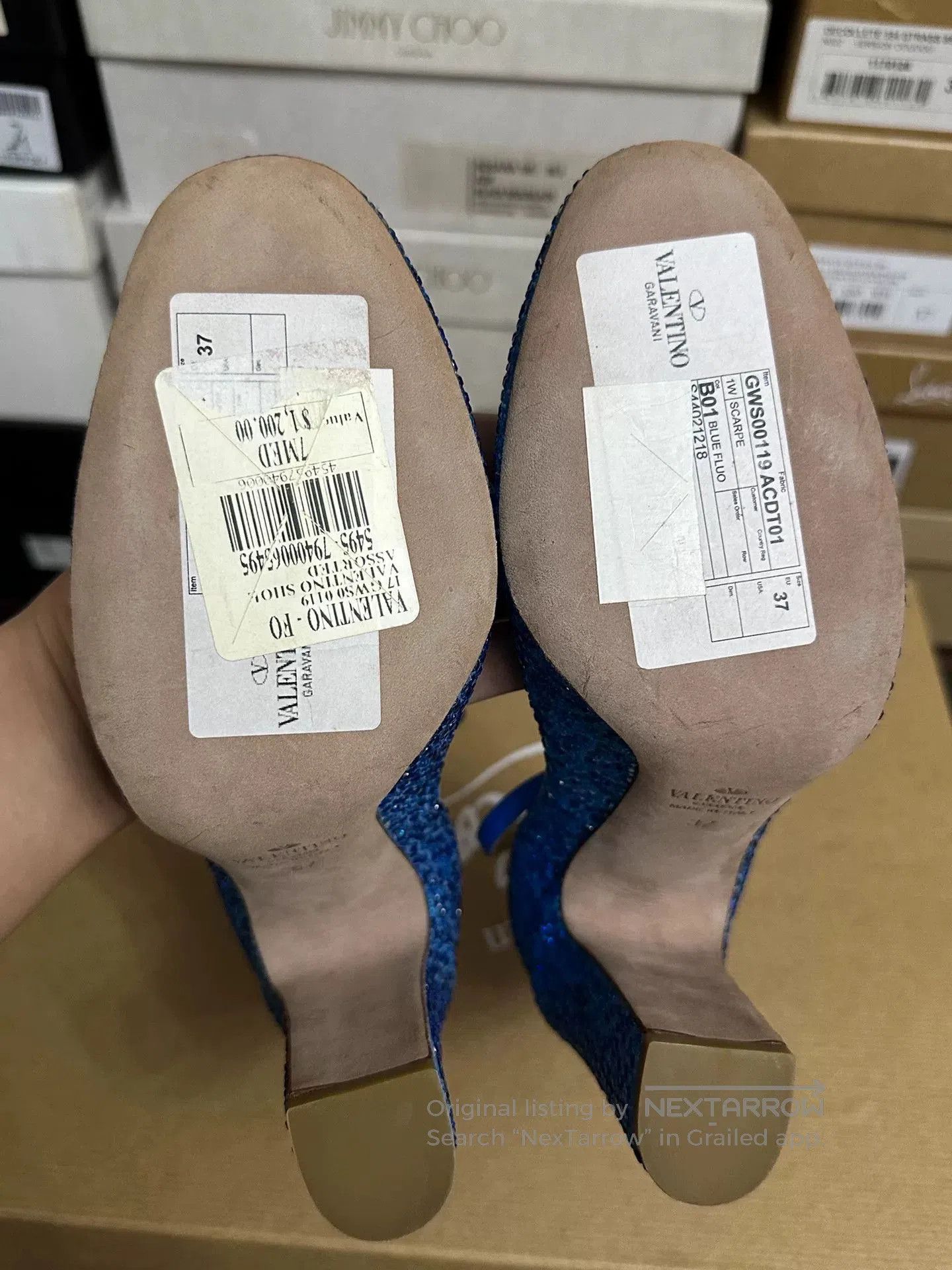 Valentino Valentino Blue Rhinestone High Heels. Size US 6 / IT 36 - 8 Thumbnail