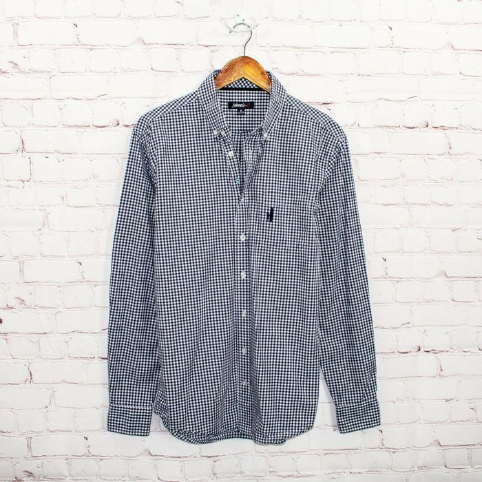 Johnnie O Johnnie-O Men's Button Down Shirt Blue Gingham Check Cotton ...