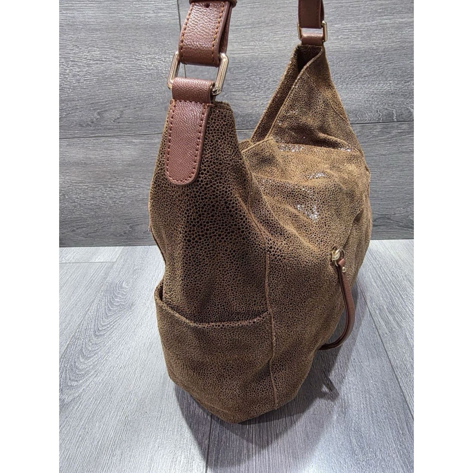 & Other Stories Sorial Sammy Snake Embossed Brown Leather Hobo Bag A000642 Size ONE SIZE - 8 Thumbnail
