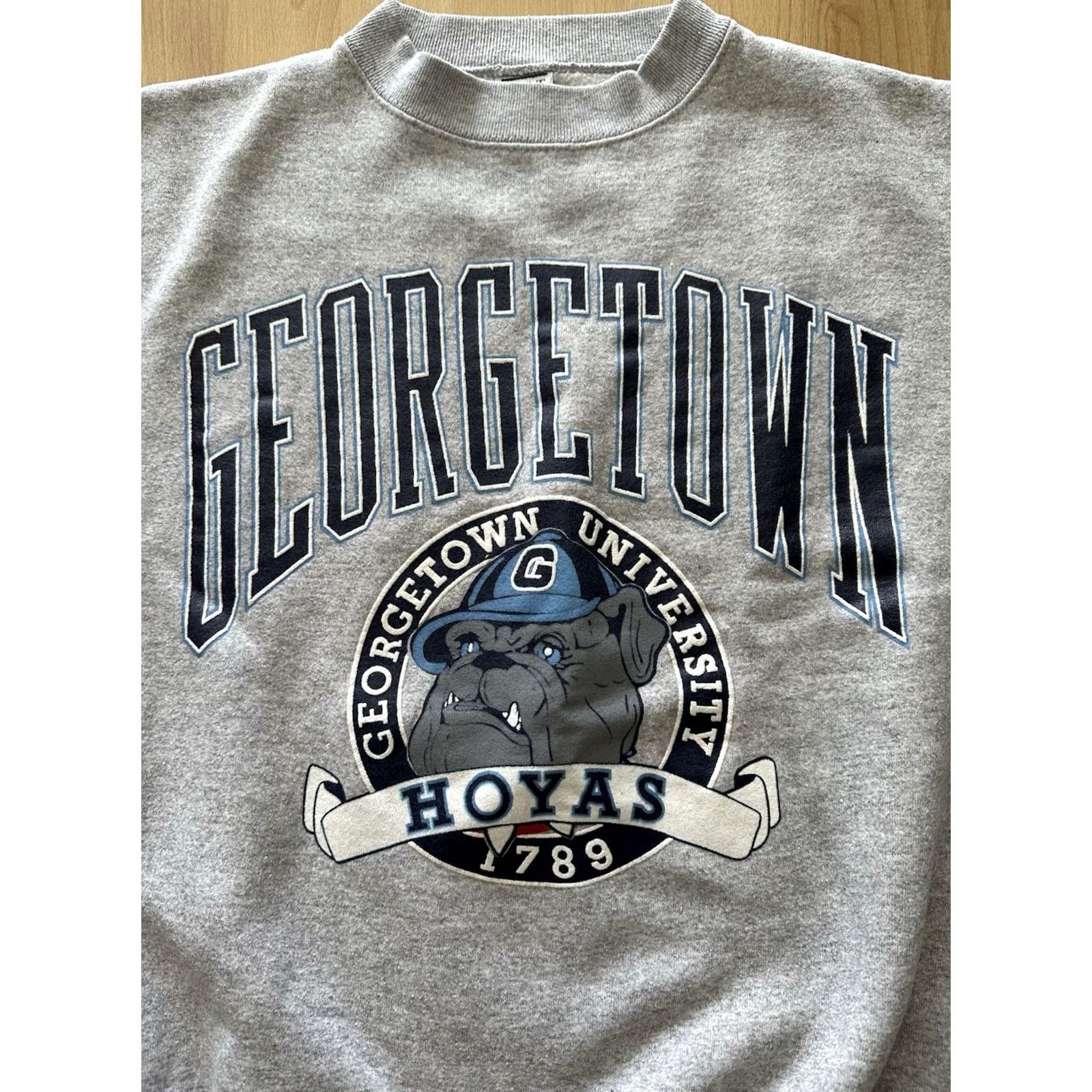 Vintage VINTAGE 80s Galt Sand University of Georgetown Hoyas Sweatshirt Shirt L Gray Mens 90s pullover Very RARE Size US L / EU 52-54 / 3 - 2 Thumbnail