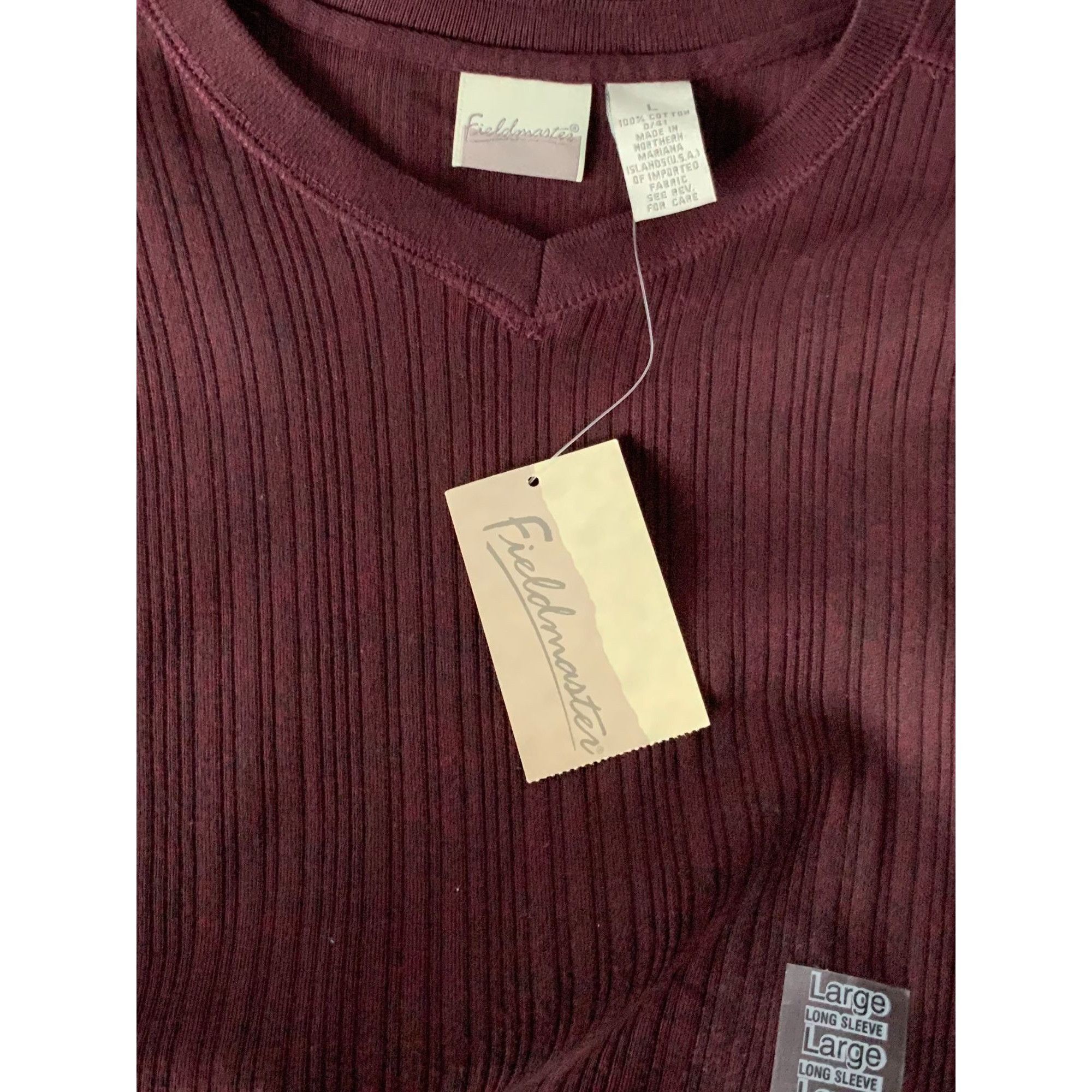 Fieldmaster Fieldmaster Melange Mens NEW Large Burgundy Ribbed VNeck Size US L / EU 52-54 / 3 - 4 Thumbnail