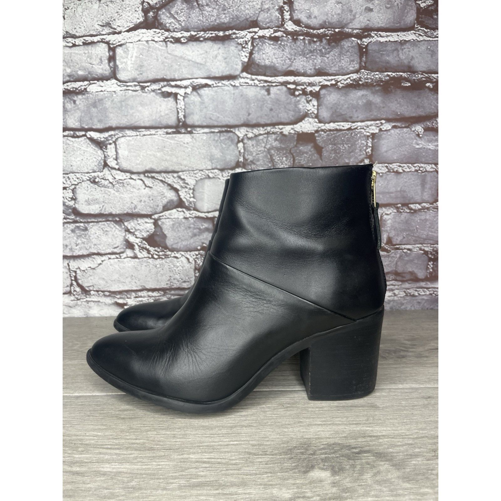 Nisolo Nisolo Black Leather Ankle Back Zip Heel Booties Boots Women Size US 9 / IT 39 - 20 Thumbnail