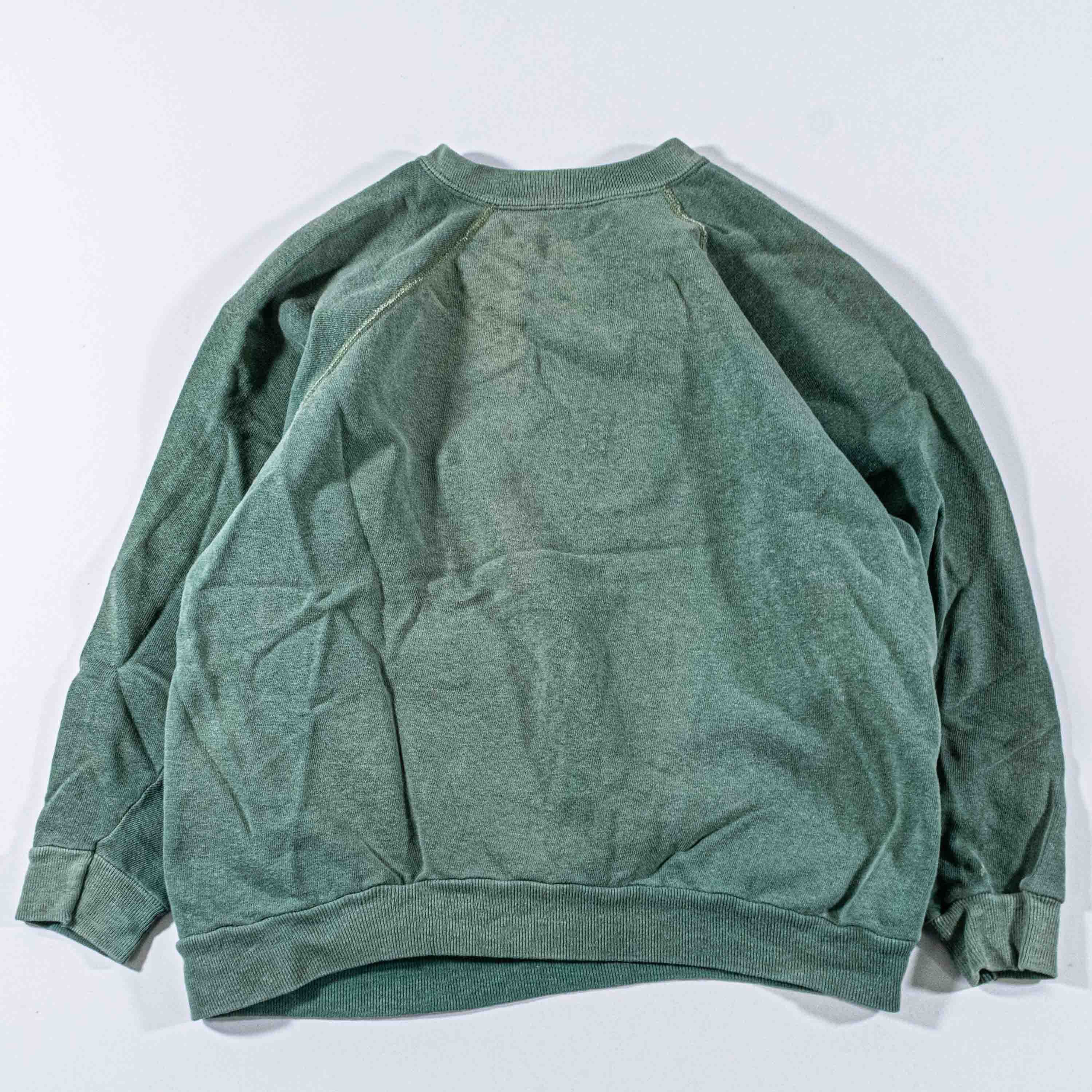 Vintage VTG 70s 80s Raglan Sweatshirt Blank Tonal Green Sun Faded Size US S / EU 44-46 / 1 - 2 Thumbnail