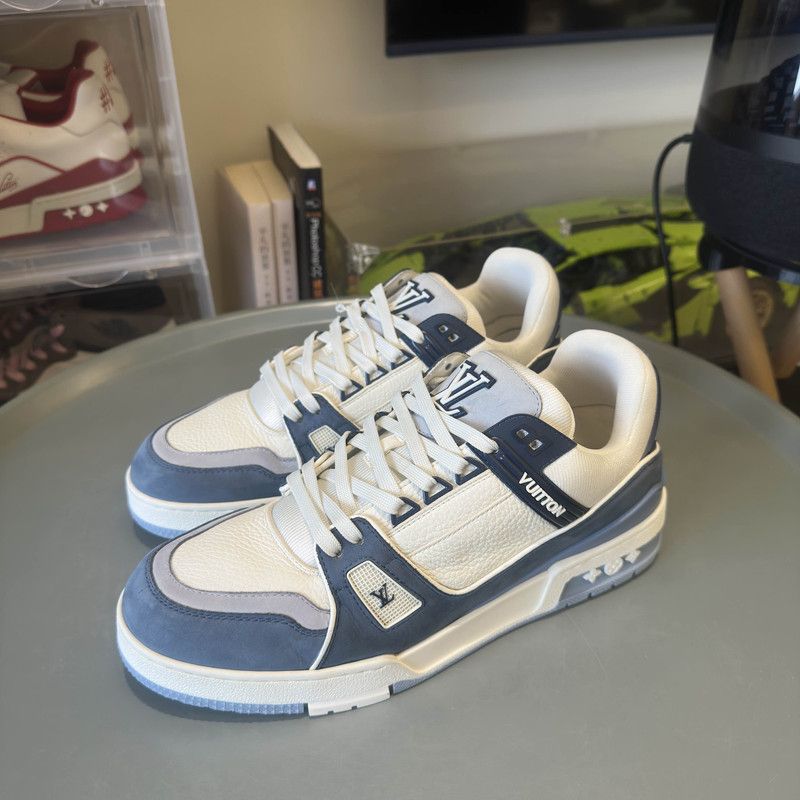 Louis Vuitton Blue White Trainer Sneakers for Men and Women 0079