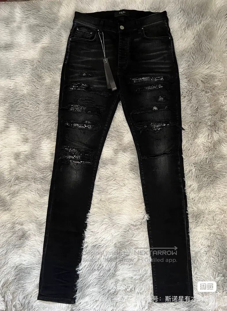 Amiri Amiri Piebald cashew flower big destruction denim pants Size US 31 - 1 Thumbnail