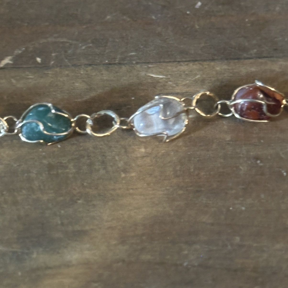 Vintage Vintage wire wrapped natural gemstone bracelet Size ONE SIZE - 3 Thumbnail