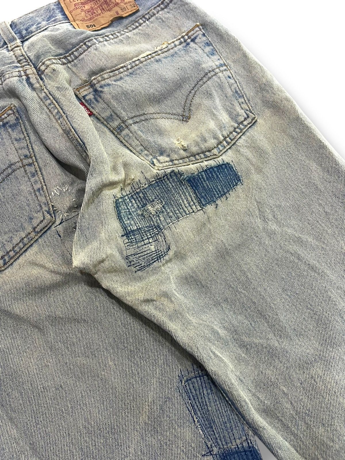 Levi's GRUNGE🤘🏼 VINTAGE LEVIS ARTE POVERA PATHWORK DISTRESSED DENIM Size US 29 - 13 Thumbnail