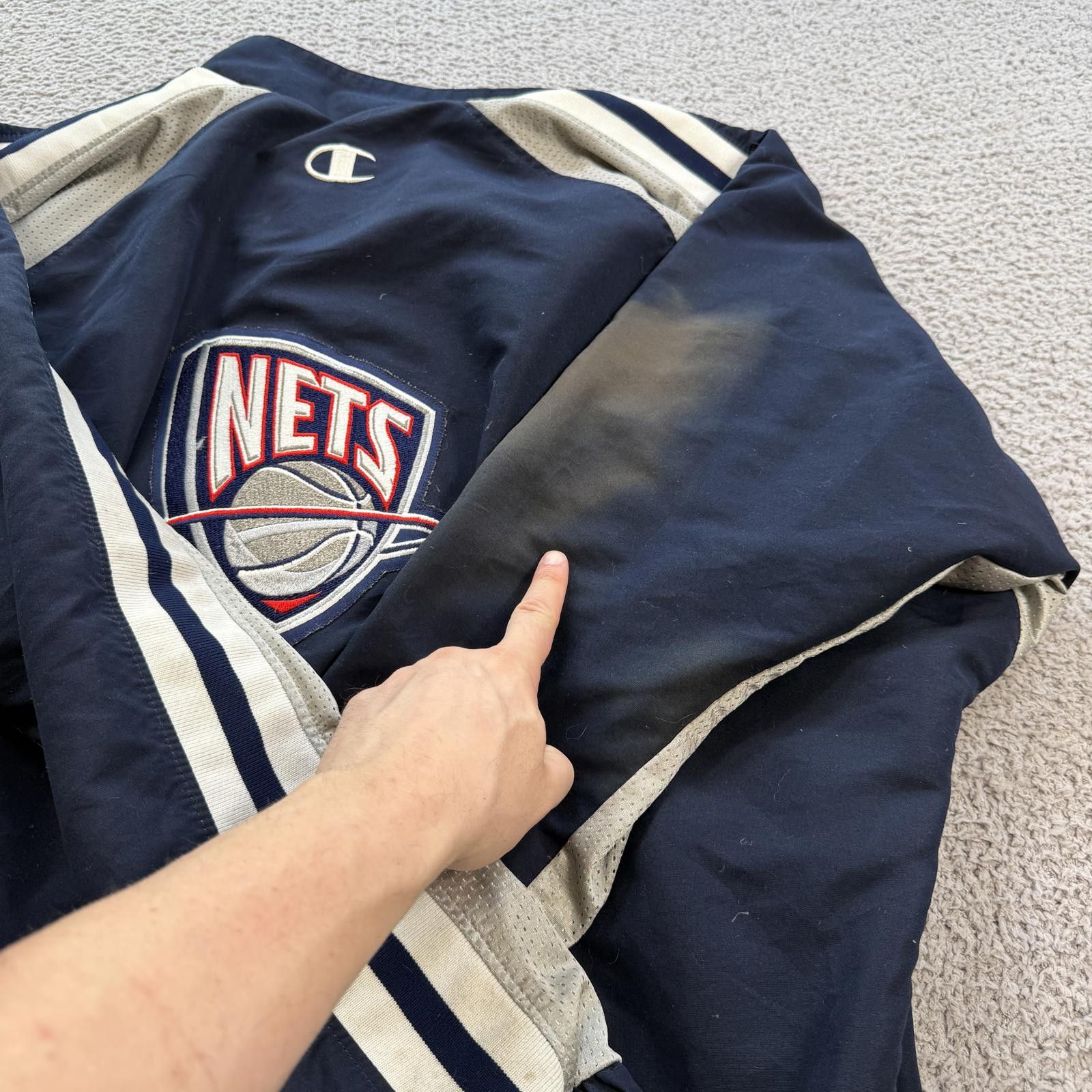 Champion Vintage 90s Champion New Jersey Nets NBA Warm Up Jacket USA Size US XL / EU 56 / 4 - 11 Thumbnail