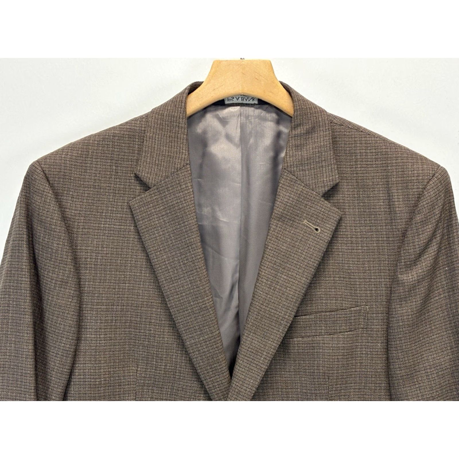 Jos. A. Bank Jos A Bank Sport Coat Sz 41L Men’s Brown Small Check Blazer Wool Career Blazer Long Three-Button Jacket Mens Size 42R - 2 Thumbnail