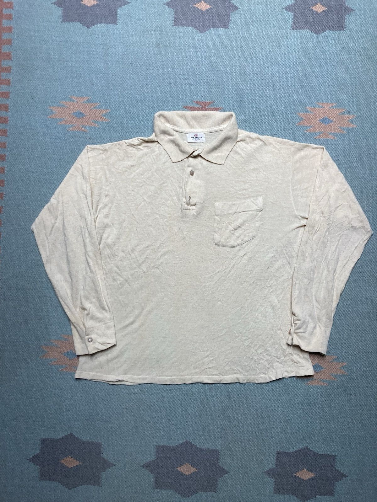Van Heusen × Vintage Vtg 60s polo shirt Van Heusen acrylic distressed blank XL Size US XL / EU 56 / 4 - 1 Thumbnail