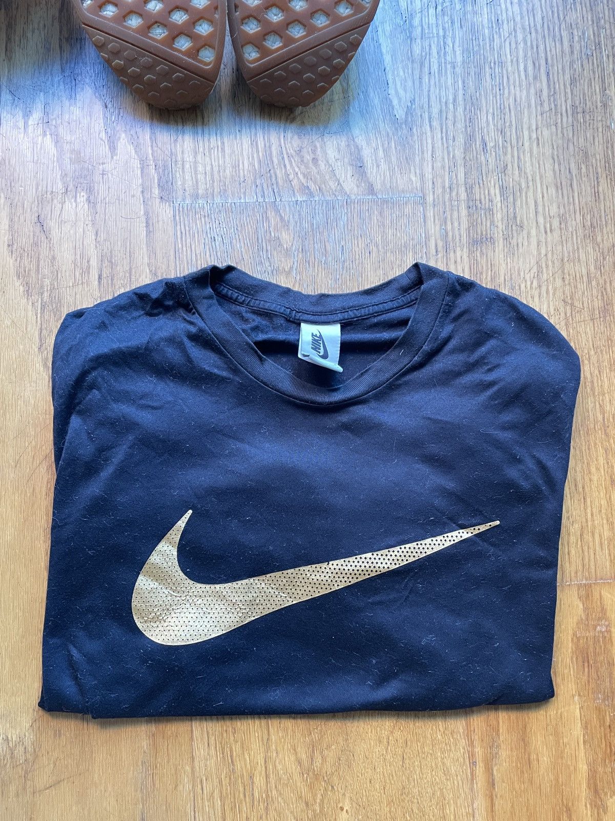 Nike Olivier Rousteing x NikeLab Black T-Shirt with Golden Swoosh Size US L / EU 52-54 / 3 - 1 Thumbnail