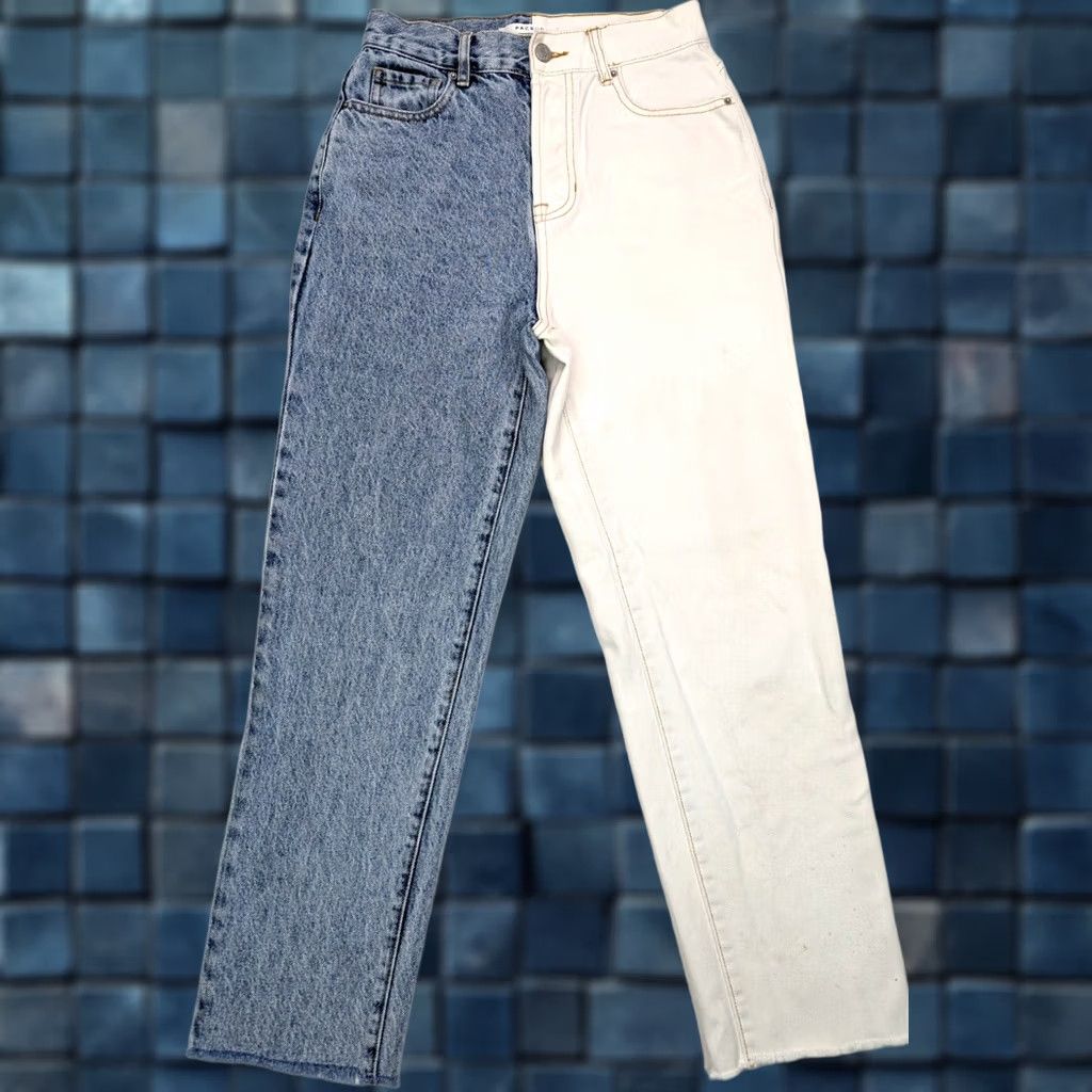 Pacsun PacSun Two Toned High Rise Straight Jeans Women 25 Inseam 27 Distressed Blue Regular 5-Pocket Cotton Denim Jeans Size 42" / US 20 - 1 Thumbnail