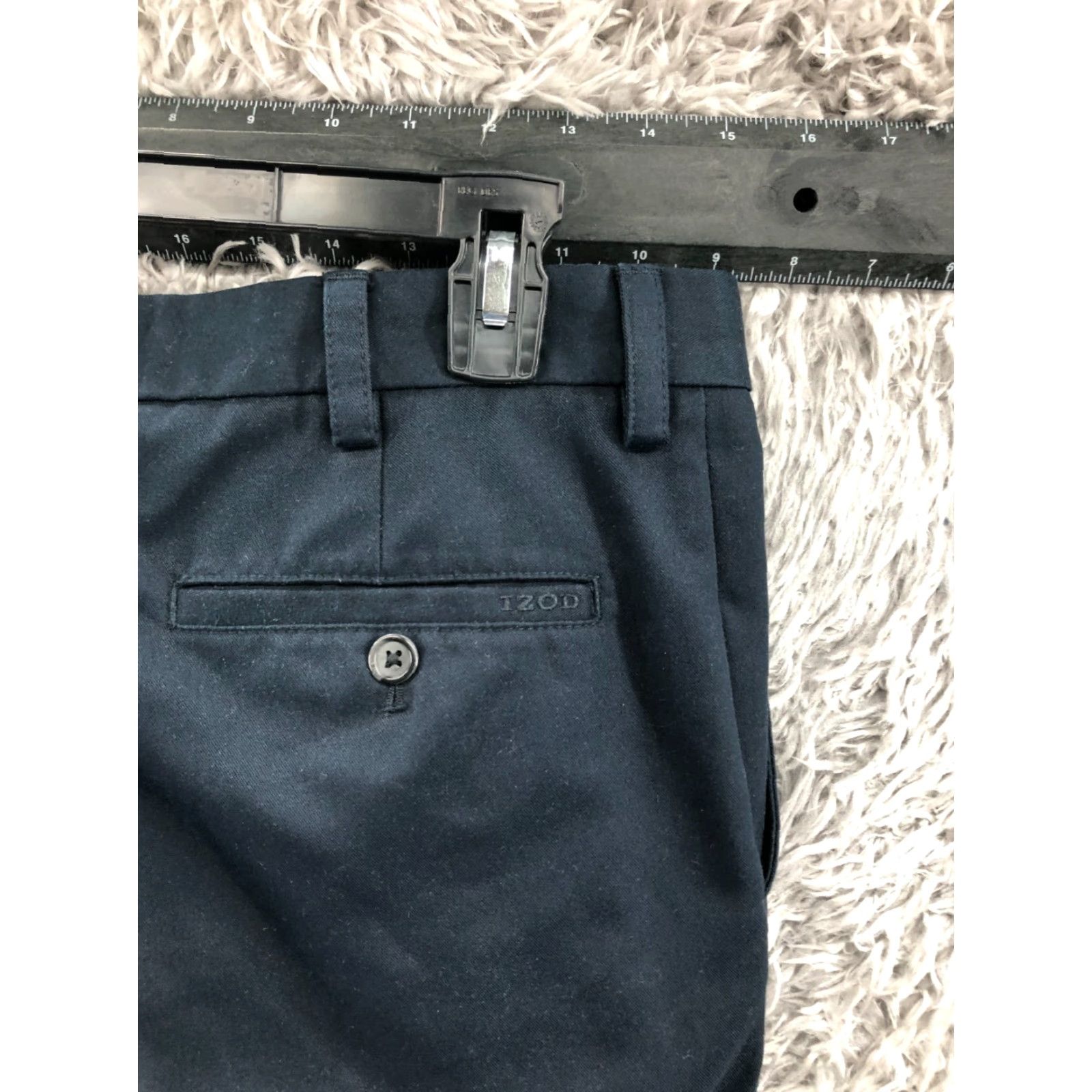 Izod IZOD Pants 34x29 Blue Dark Wash Casual Subtle Logo 5-Pocket Flat Front Straight Leg Men Size US 34 / EU 50 - 6 Thumbnail