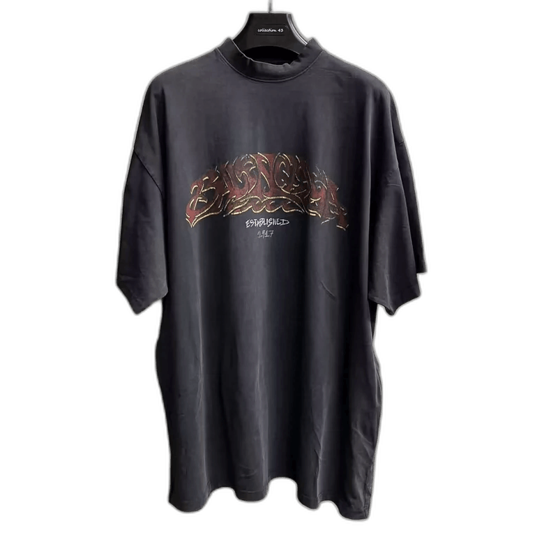 Balenciaga Black Graphic Short Sleeve T-Shirt