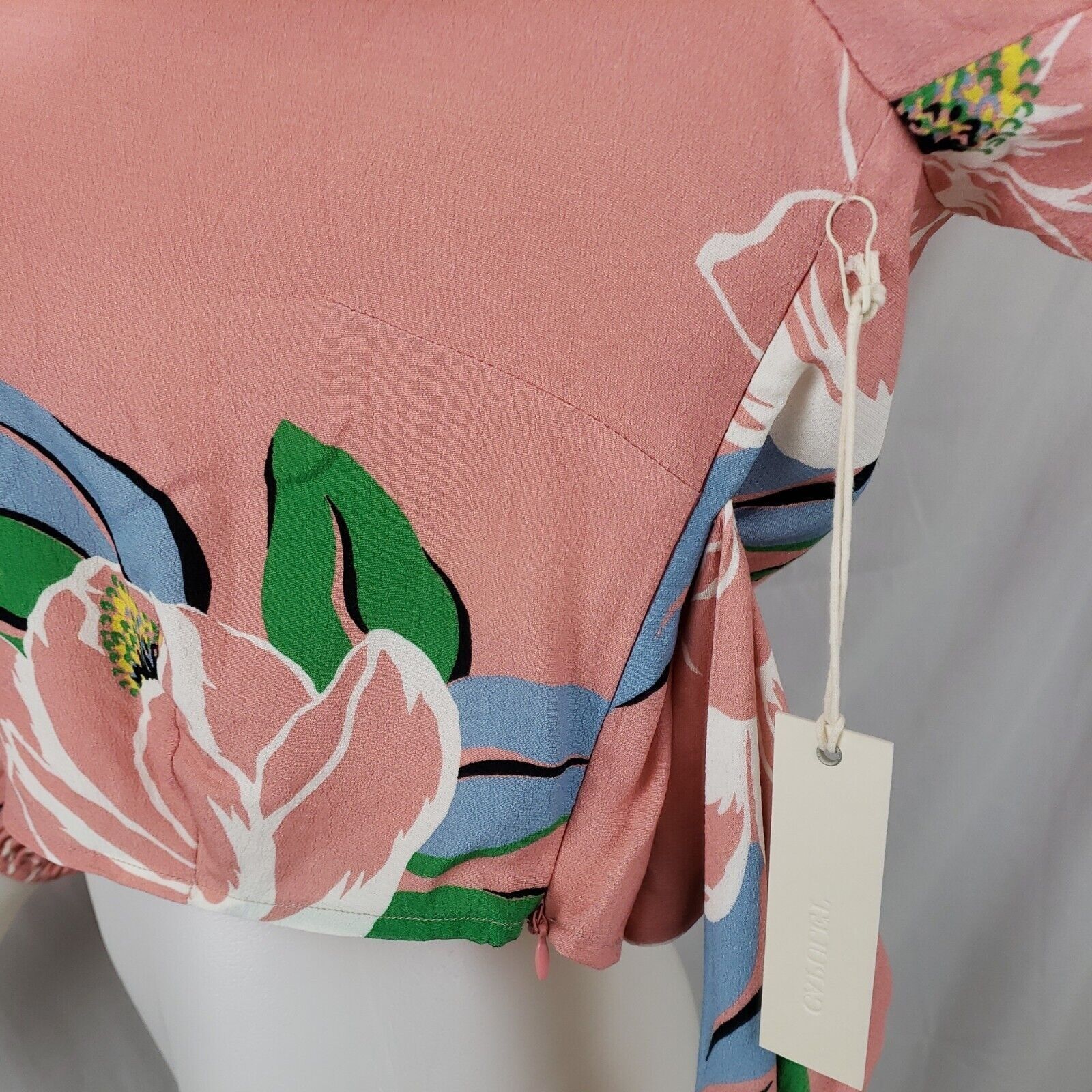 Other Capulet Linen Blend Top Womens L Pink Floral Balloon Sleeve Size L / US 10 / IT 46 - 5 Thumbnail