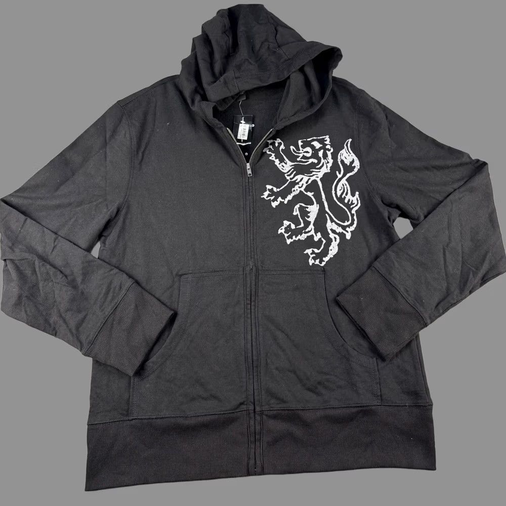 Inc Hoodie Mens L Black Diamond Black Gothic Skull Lion Rhinestone New, Men's