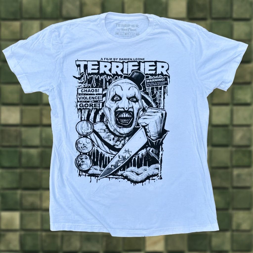 Vintage Terror Threads Terrifier Art The Clown Horror Movie Tee T Shirt White L Art Size US L / EU 52-54 / 3 - 1 Thumbnail