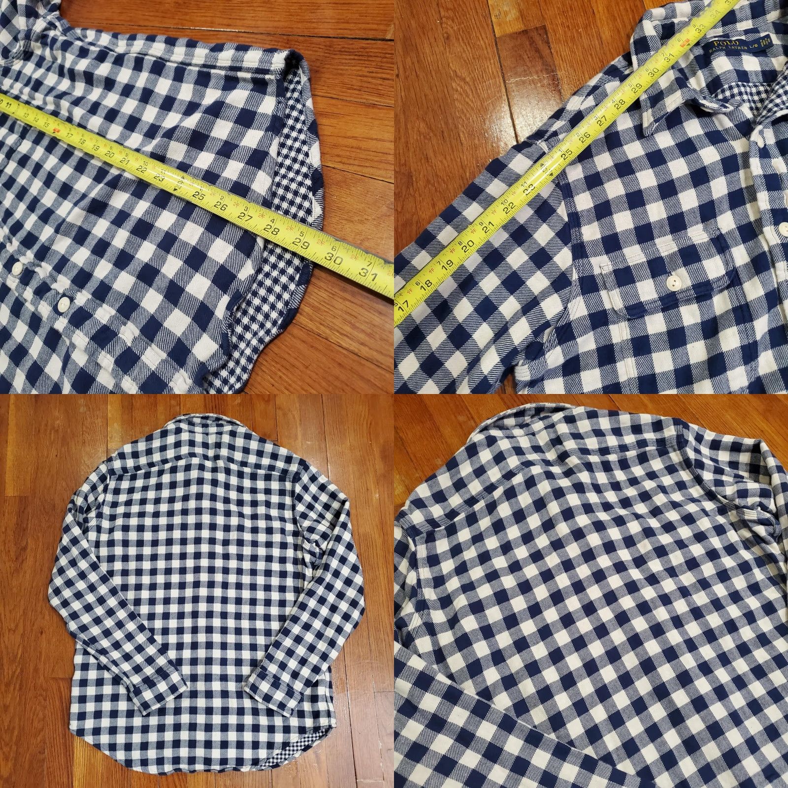 Polo Ralph Lauren Polo Ralph Lauren Shirt Mens Large Blue White Plaid Flannel Button Down Heavy Size US L / EU 52-54 / 3 - 8 Thumbnail