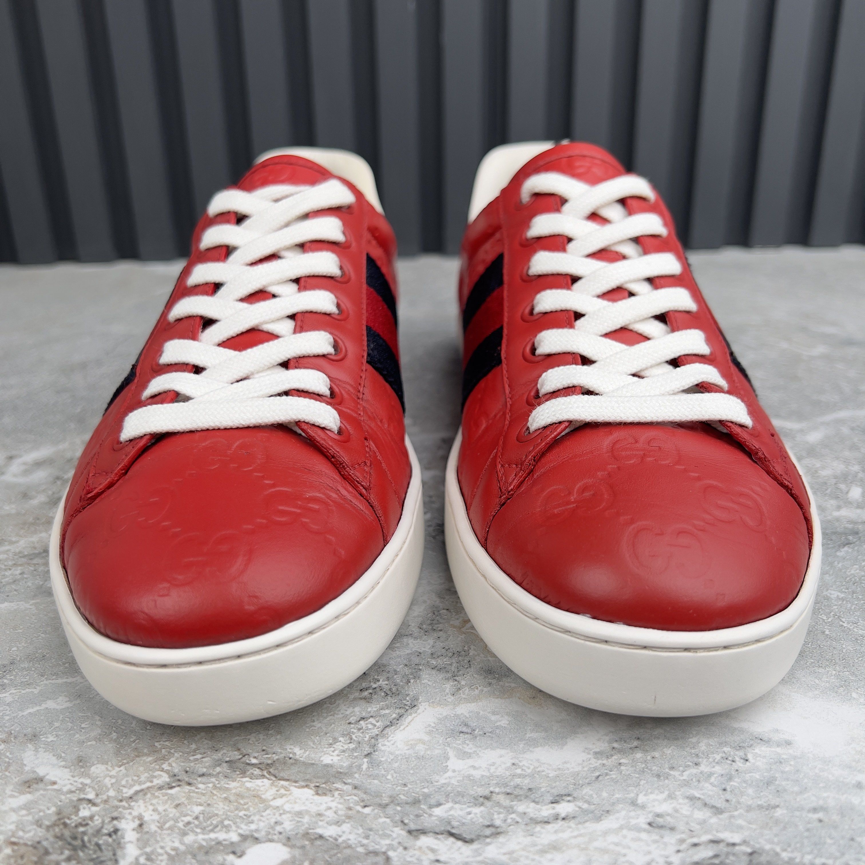 Gucci Gucci Ace Web GG Monogram Low Top Sneakers Leather Size US 8 / EU 41 - 3 Thumbnail