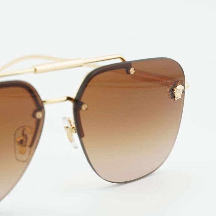 Versace Versace VE2296 100213 Sunglasses Gold Aviator Frame, Brown G Size ONE SIZE - 5 Thumbnail