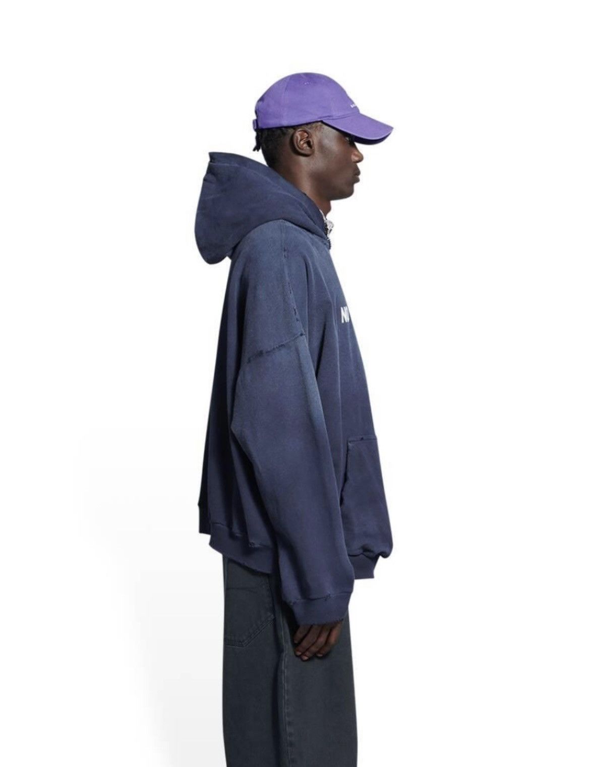 Balenciaga FW21 - NO COMMENT - Heavy Oversize Hoodie Runway Royal Blue Size US L / EU 52-54 / 3 - 8 Thumbnail