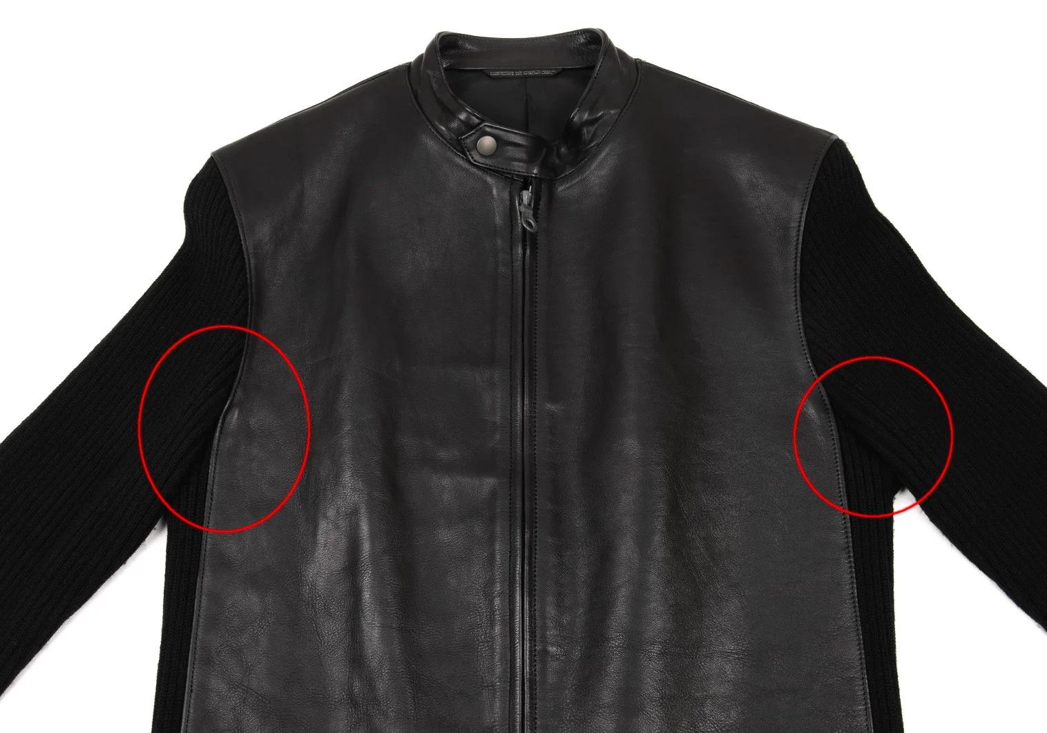 Yohji Yamamoto Yohji Yamamoto Leather Knit Jacket Black 4 Size US XL / EU 56 / 4 - 2 Thumbnail