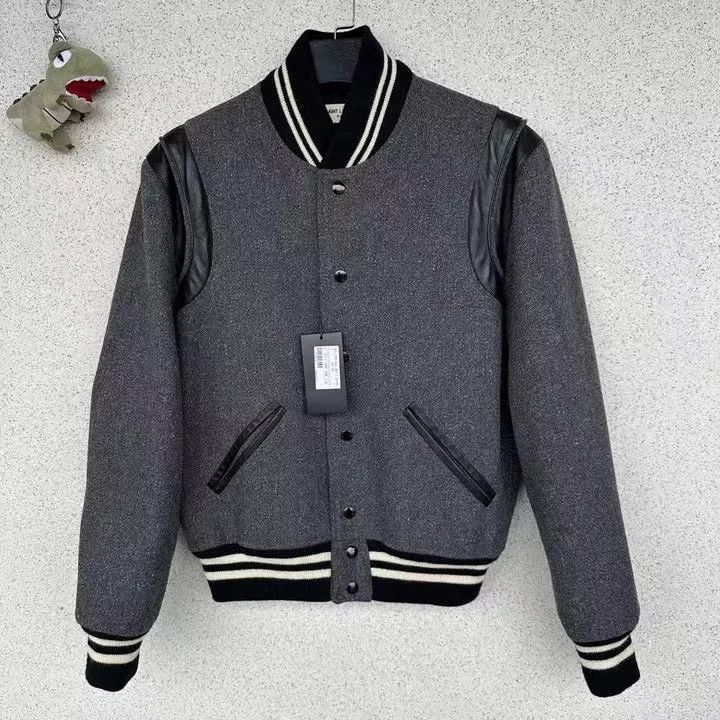 Saint Laurent Paris Saint Laurent SLP Gray Varsity Jacket Size US M / EU 48-50 / 2 - 1 Thumbnail