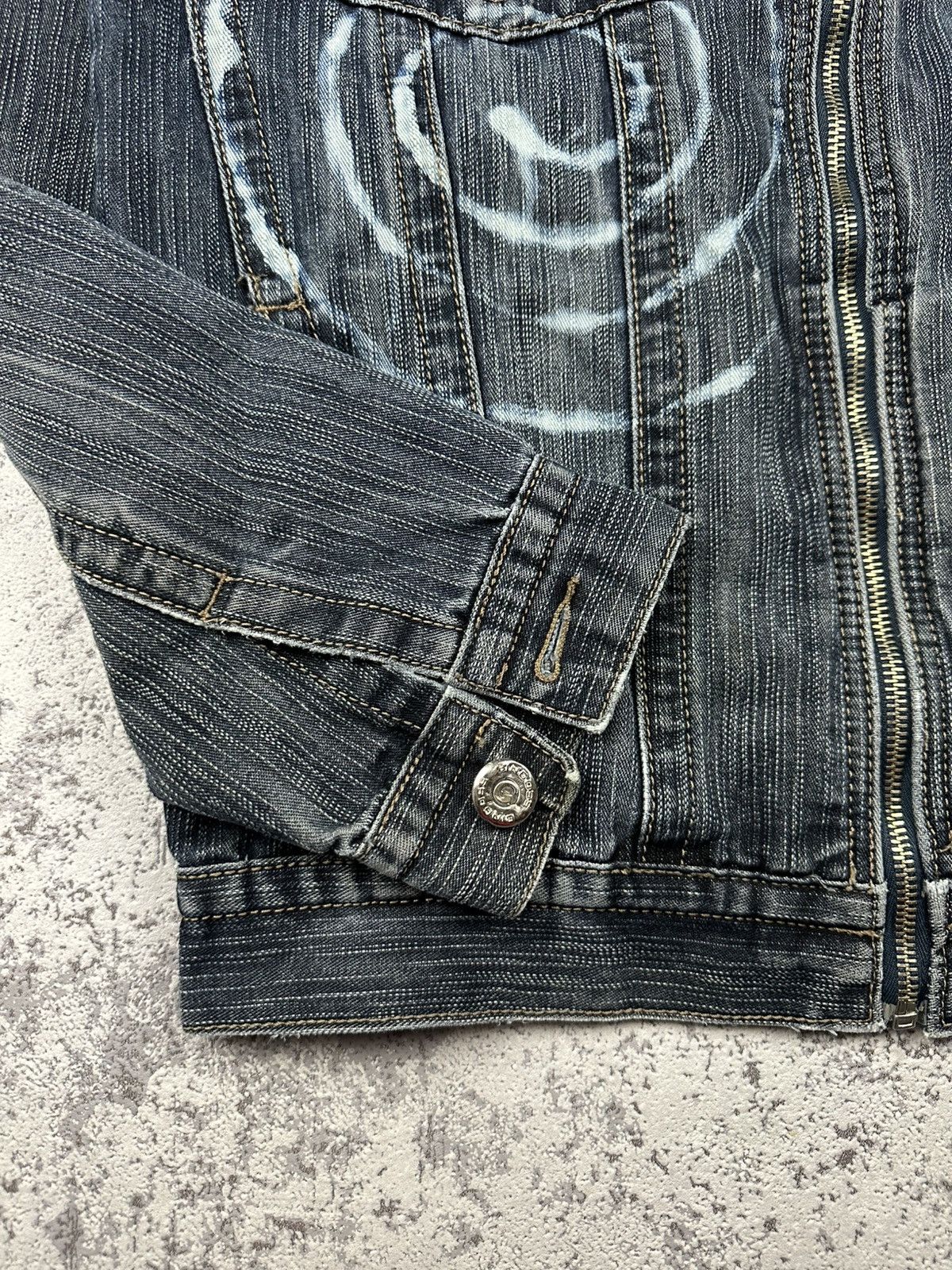 Designer Custom Denim Jacket Graffiti Spiral Art Rare Piece Bingoss Size US M / EU 48-50 / 2 - 8 Thumbnail