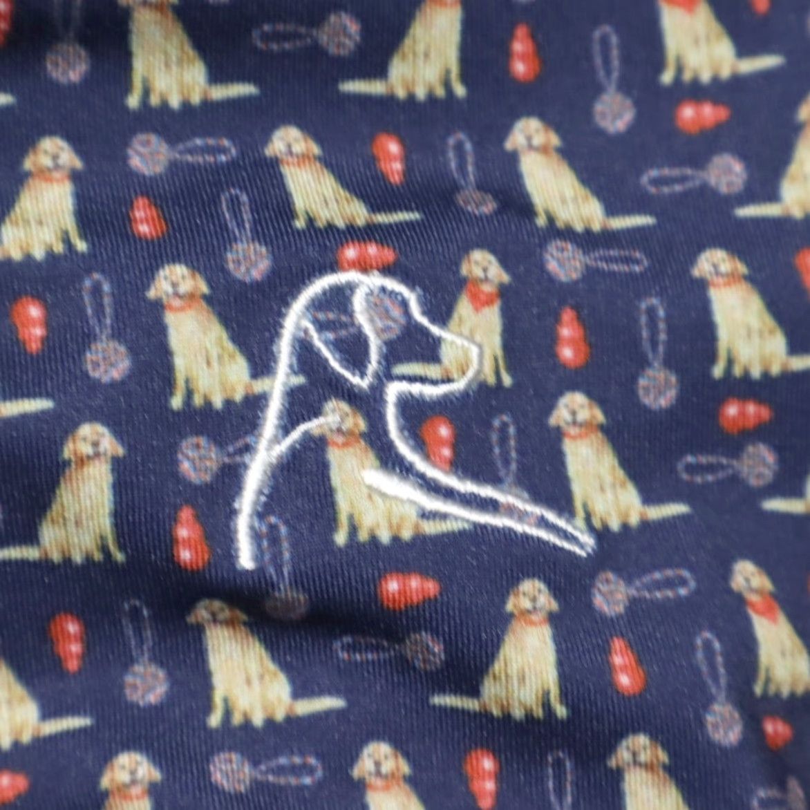 Vintage Rhoback Navy Polo Shirt 2XL Men All Over Print Golden Retriever High Stretch Polyester Shirt Size US XXL / EU 58 / 5 - 6 Thumbnail