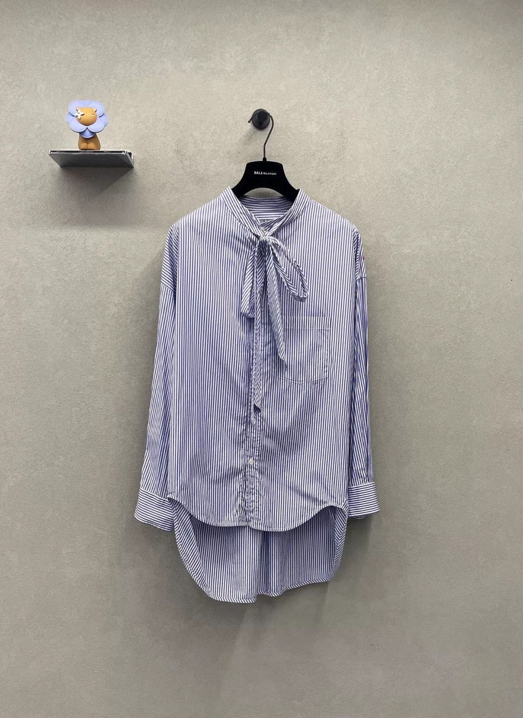 Balenciaga Balenciaga Blue Striped Shirt Size US XS / EU 42 / 0 - 1 Thumbnail