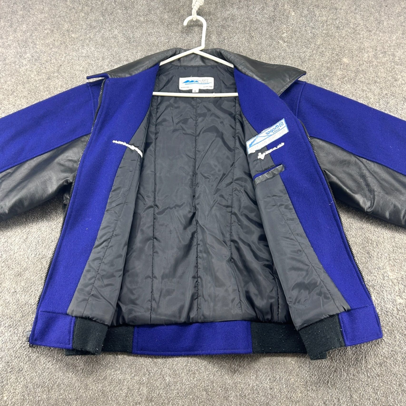 Vintage VINTAGE NHRA Jacket Mens XL Purple Black Bomber Leather Wool Mopar 90s Size US XL / EU 56 / 4 - 6 Thumbnail