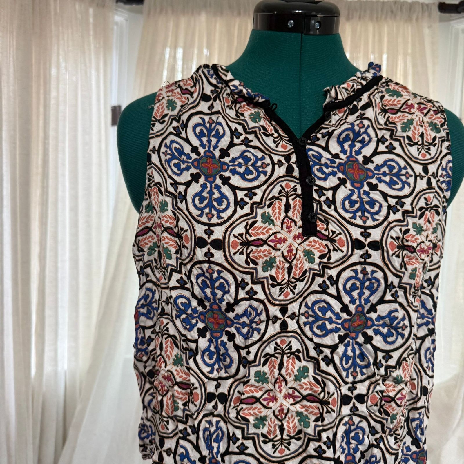 Other Knox Rose Tile Print Sleeveless Blouse | Sz M Size M / US 6-8 / IT 42-44 - 3 Thumbnail