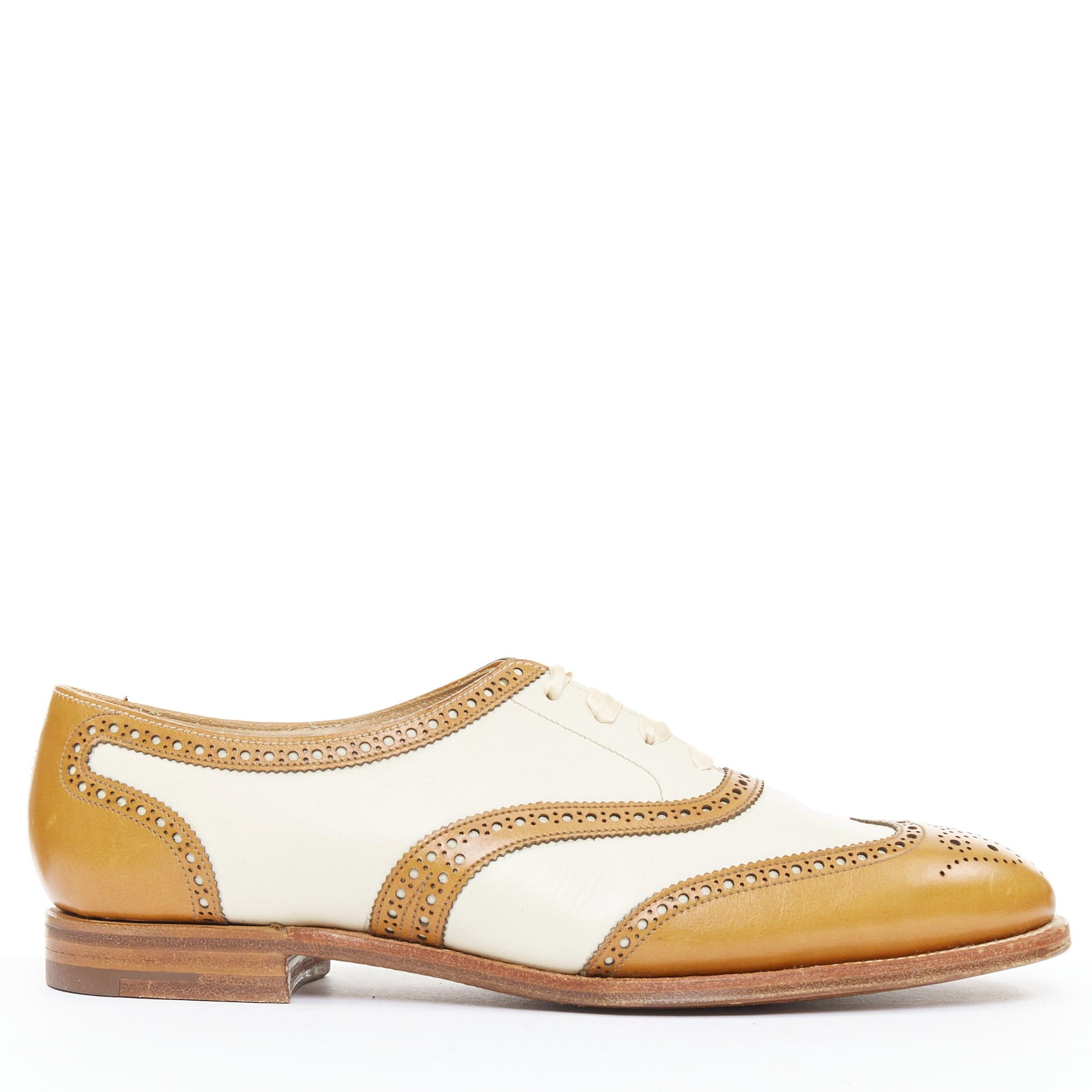 Crockett & Jones CROCKETT AND JONES Alice brown nude leather wingtip brogue oxford UK7 EU40 Size US 10 / IT 40 - 1 Thumbnail