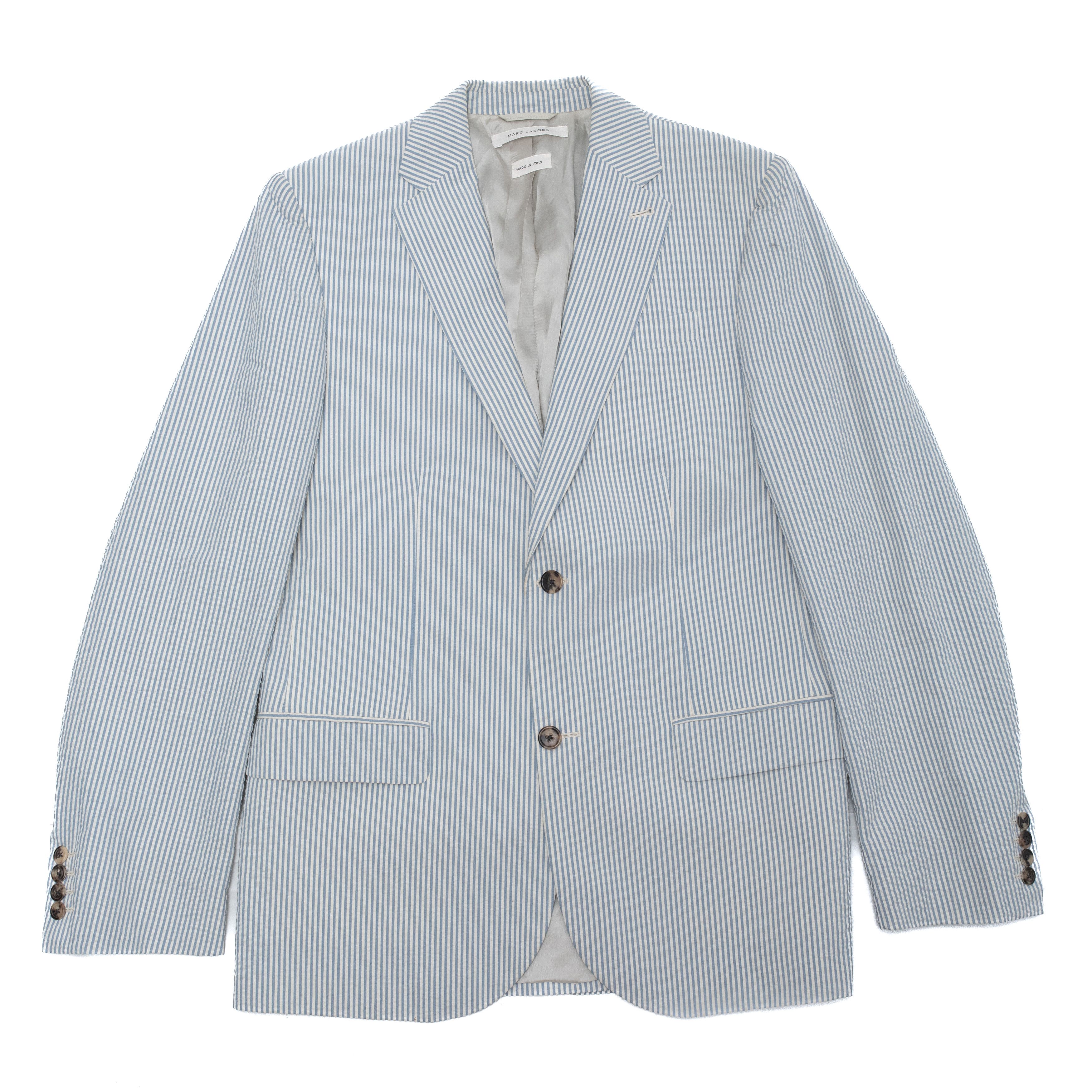 Marc Jacobs MARC JACOBS 1.2k$ Light Blue Striped Cotton Blazer Size US M / EU 48-50 / 2 - 1 Thumbnail