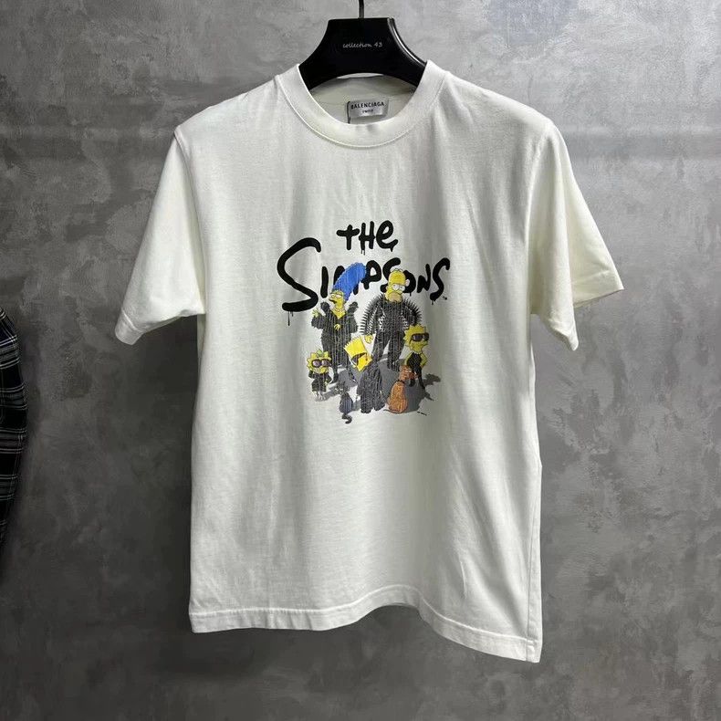 Balenciaga Balenciaga White Simpson printed logo short sleeve Size US S / EU 44-46 / 1 - 1 Thumbnail