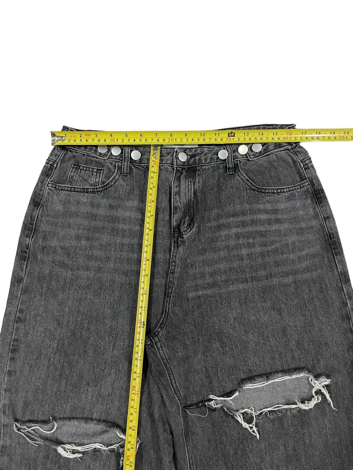 14th Addiction Japanese Brand Grey Wash Distressed Adjustable Baggy Jeans Size US 33 - 14 Thumbnail