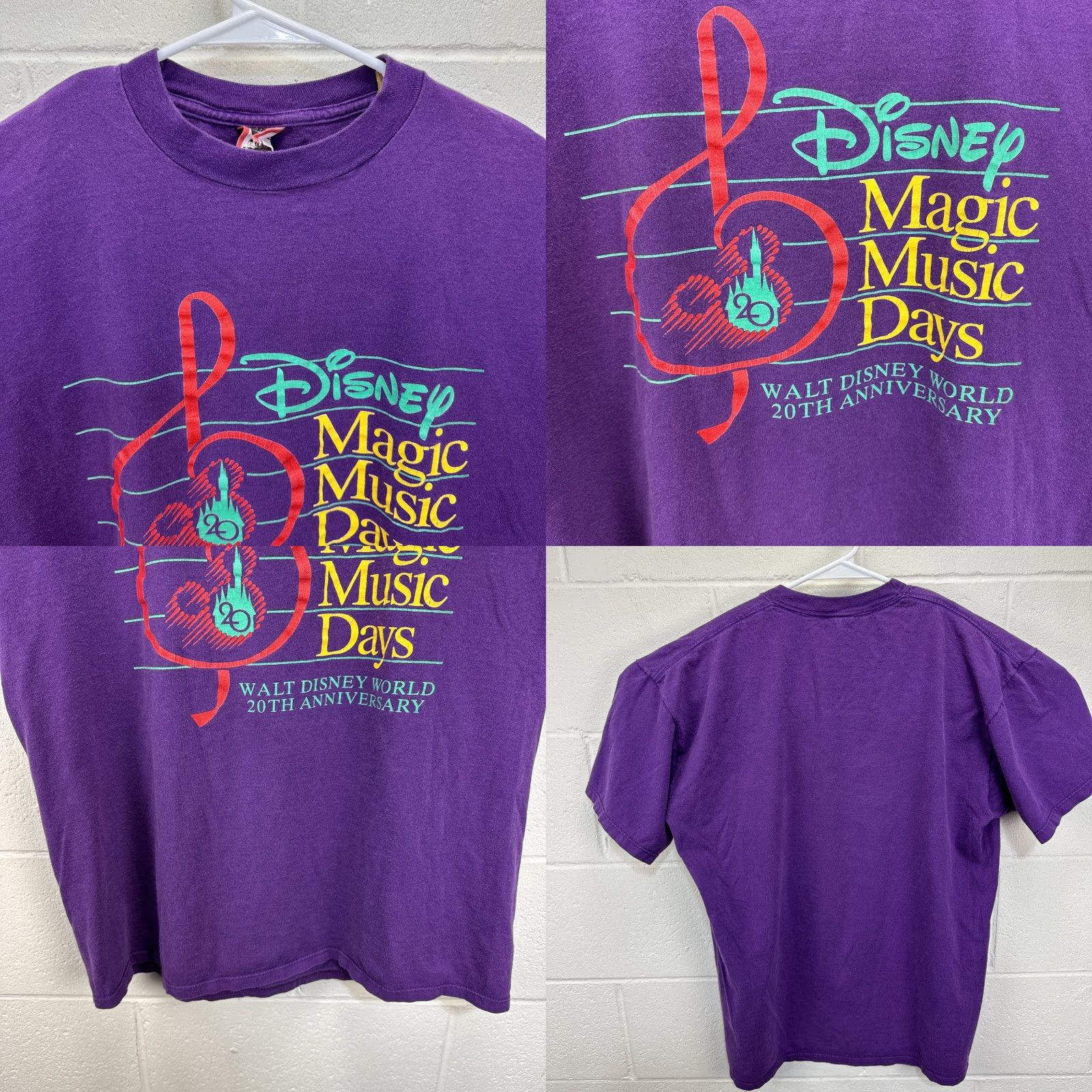 Disney VINTAGE Disney T-Shirt Unisex Adults XL Mickey Mouse Purple Crew Neck 90s Logo Graphic Print Found Season: Fall, Spring, Summer Size US XL / EU 56 / 4 - 8 Thumbnail