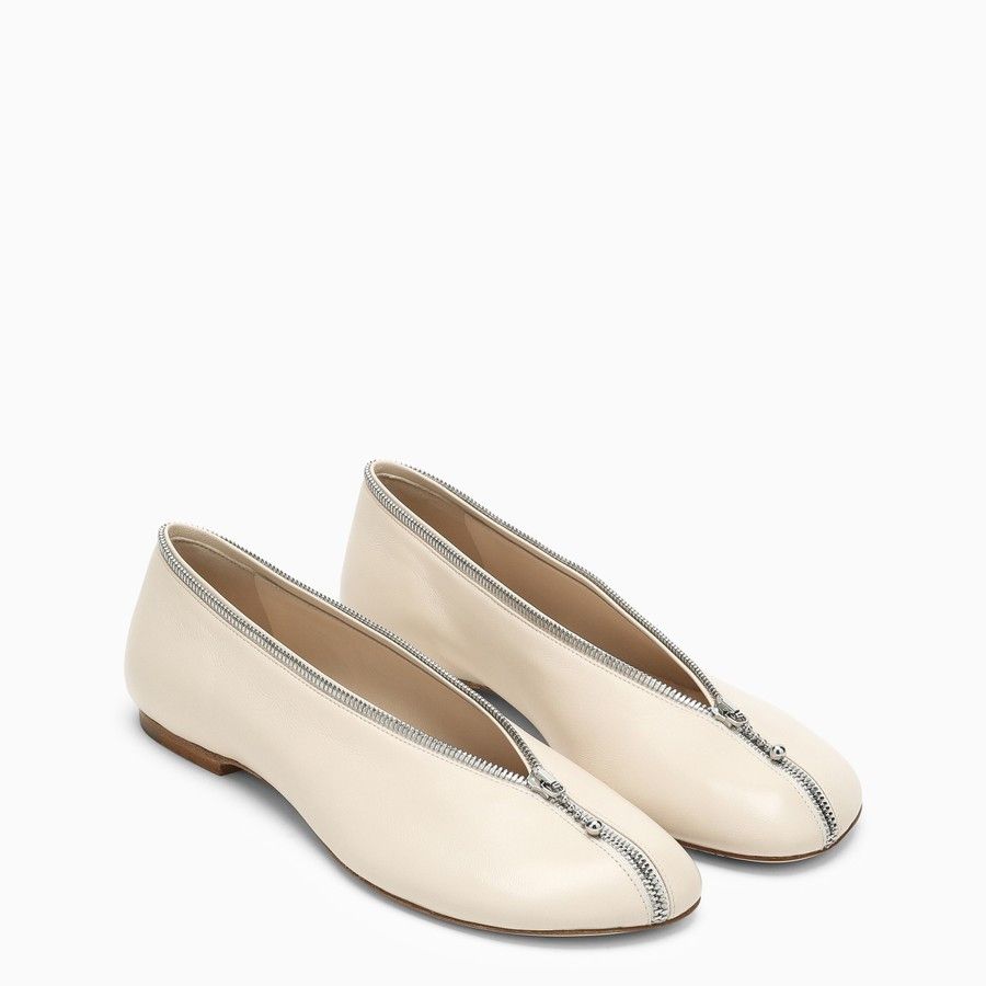 Burberry o1d2blof0824 Leather Zip Ballerina in Beige Size US 10 / IT 40 - 1 Thumbnail