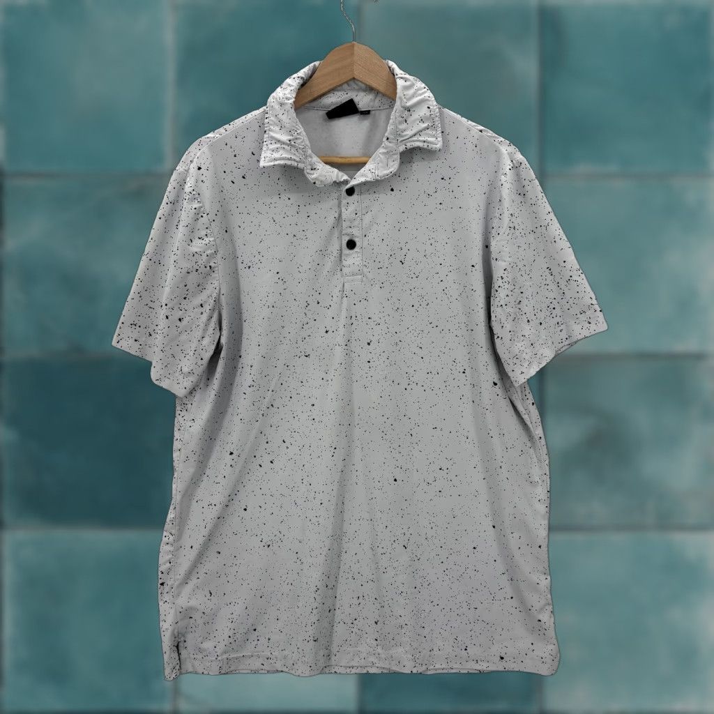Vintage Sunday Swagger Polo Shirt Mens M Gray Spotted Performance Golf Short Sleeve Size US M / EU 48-50 / 2 - 1 Thumbnail