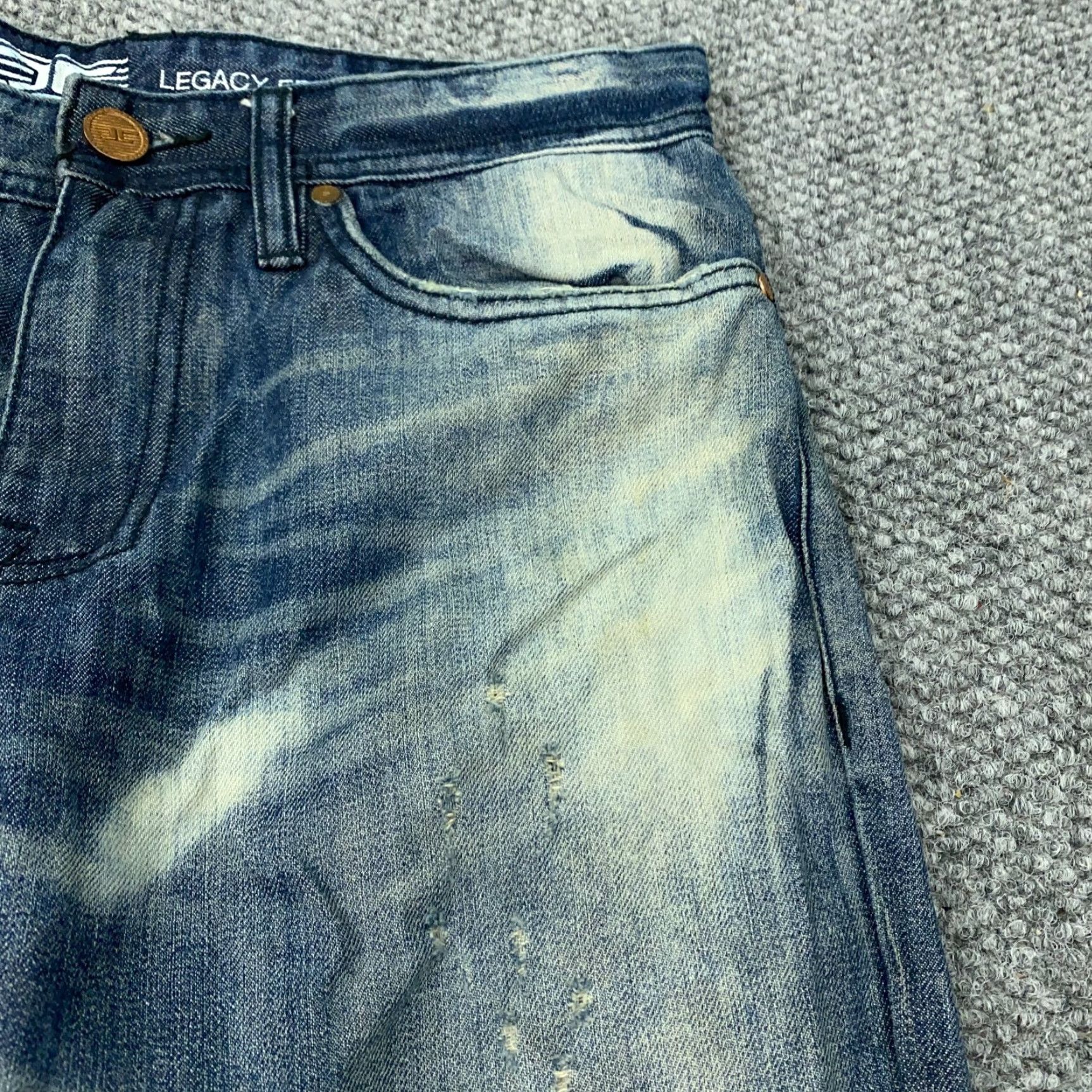 Jordan Craig Raphael Jeans Men's 32x32 Blue Distressed Straight Denim