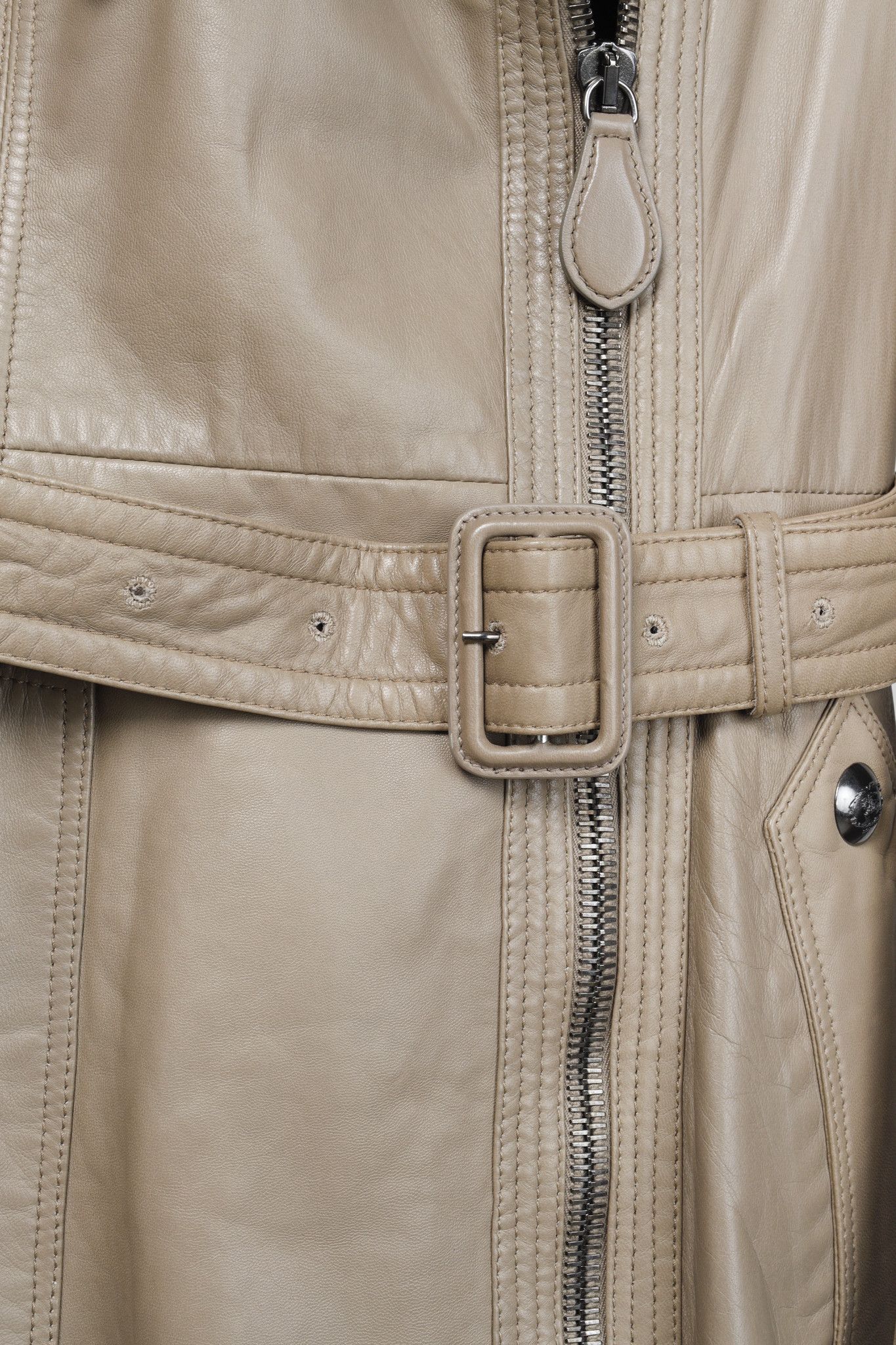 Burberry Burberry Taupe Grey Brown Leather Moto Trench Coat Size M / US 6-8 / IT 42-44 - 10 Thumbnail