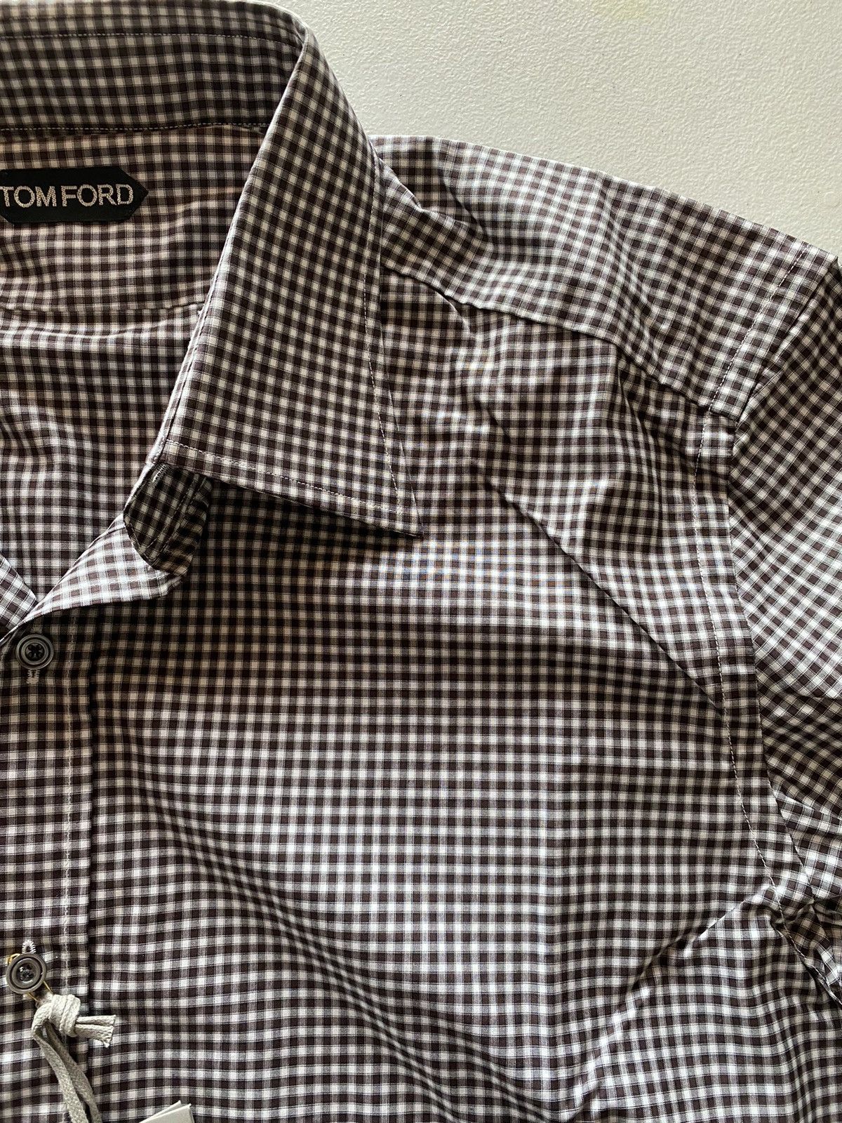 Tom Ford Tom Ford mocha/grey gingham check shirt 45e NWT Size US XXL / EU 58 / 5 - 10 Thumbnail
