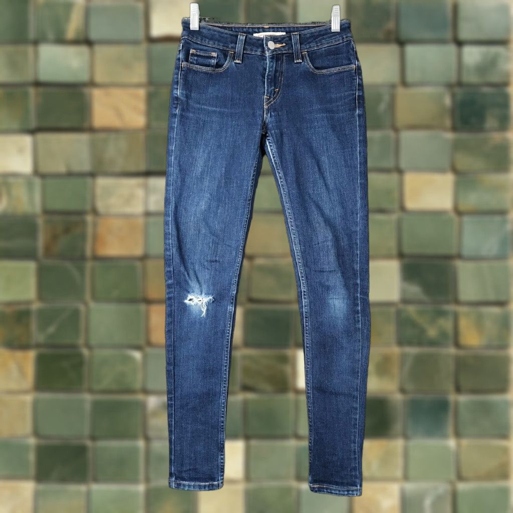 Levi's LEVI'S VINTAGE 535 Distressed Super Skinny Jeans Women Size 26 Blue Size 26" / US 2 / IT 38 - 1 Thumbnail