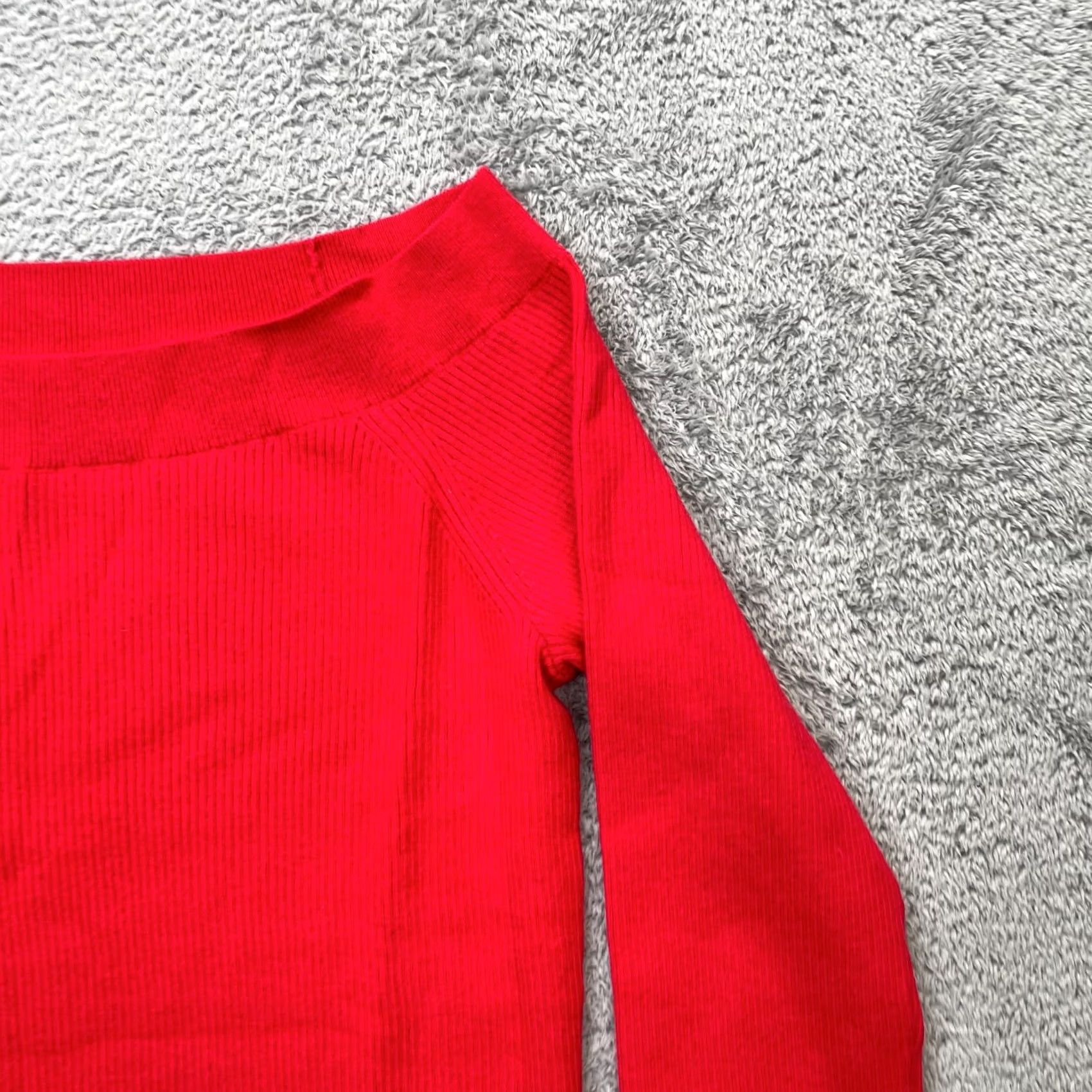 Gap Gap Sweater Womens XXL Red Off The Shoulder Ribbed Tight Knit Slim Fit Size XXL / US 16-18 / IT 52-54 - 5 Thumbnail