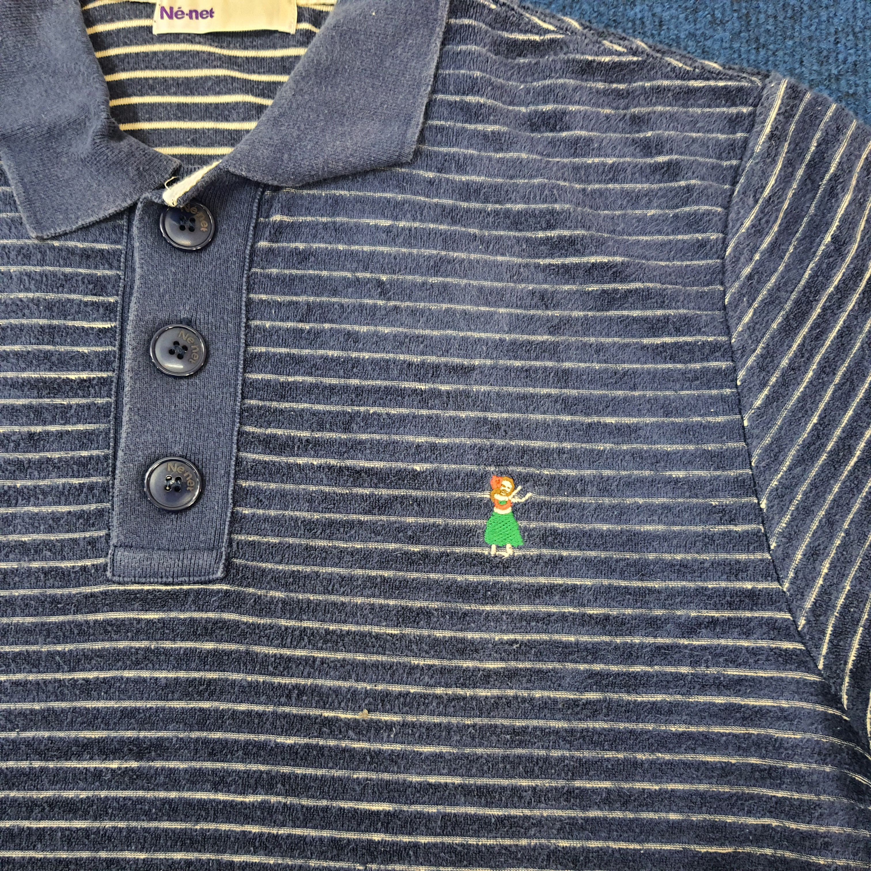 Japanese Brand × Ne-Net × Vintage Vintage Ne-Net by Issey Miyake Designer Striped Polo Shirt Size US M / EU 48-50 / 2 - 2 Thumbnail