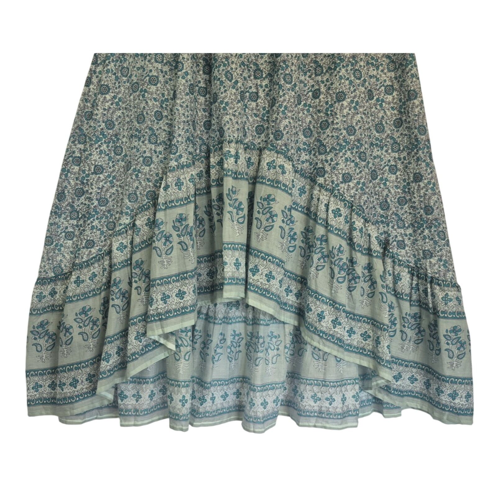 Other India Collection Floral Hand Blocked Green Cotton Skirt S Size 30" / US 8 / IT 44 - 3 Thumbnail