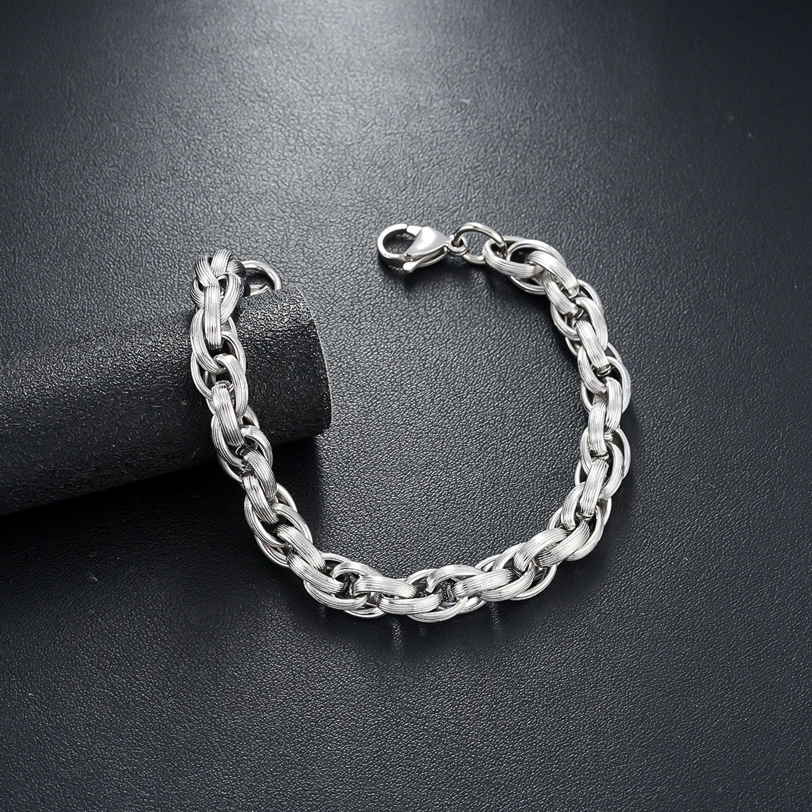 Jewelry Silver Chain Link Bracelet, Chunky Men's Bracelet Size ONE SIZE - 2 Thumbnail